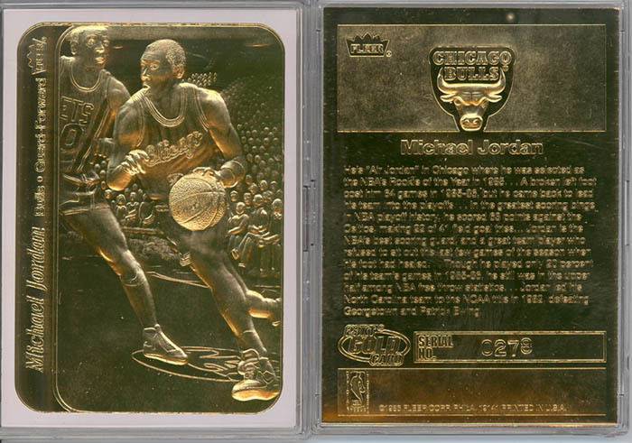 MICHAEL JORDAN 1986 Fleer ROOKIE STICKER 23KT Gold Card Sculptured White Border