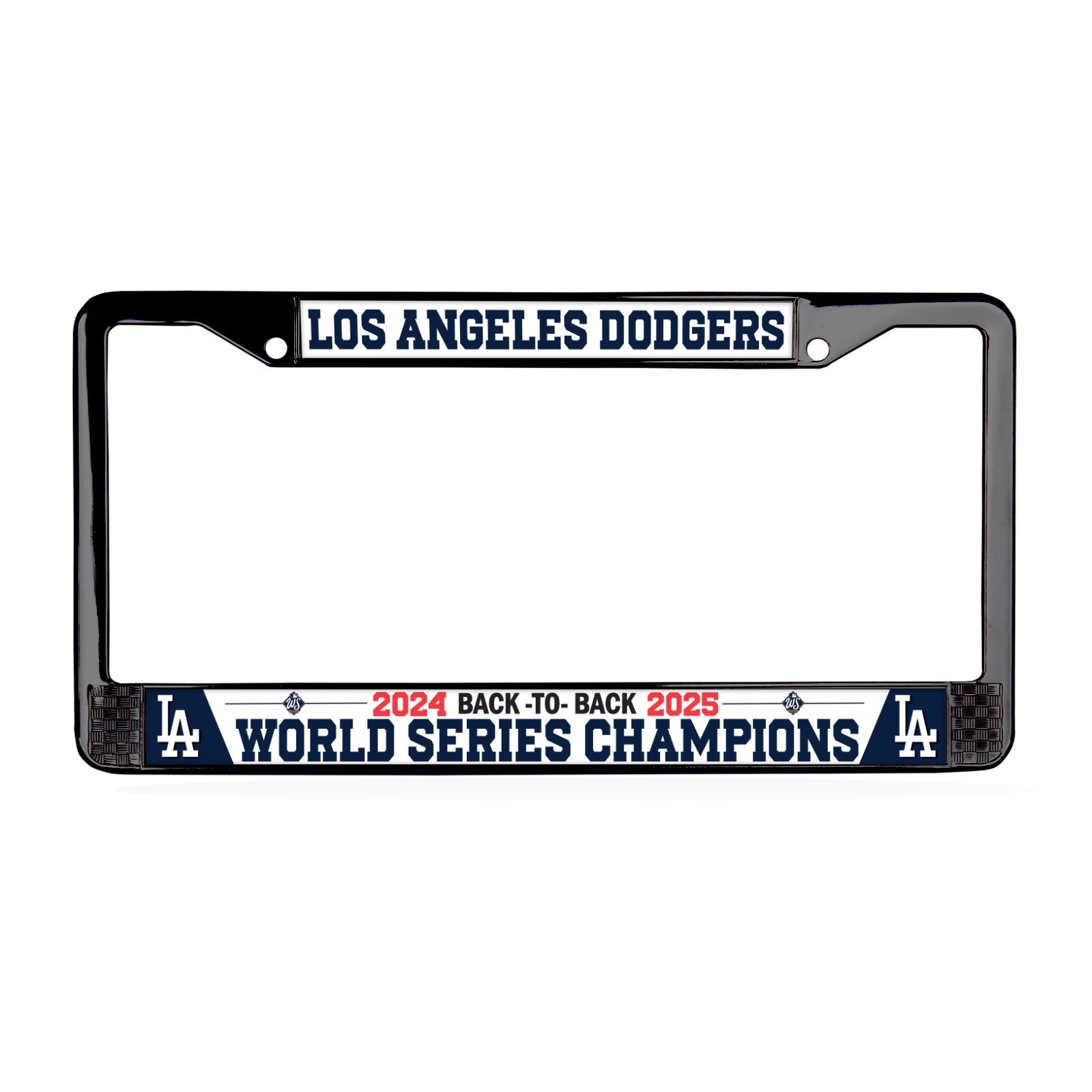 LA Dodgers Back to Back 24-25 World Series Champions 3D Black License Plate