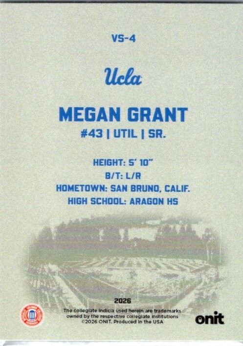 2026 ONIT Athlete NIL UCLA Softball #VS-4 Megan Grant Vestige