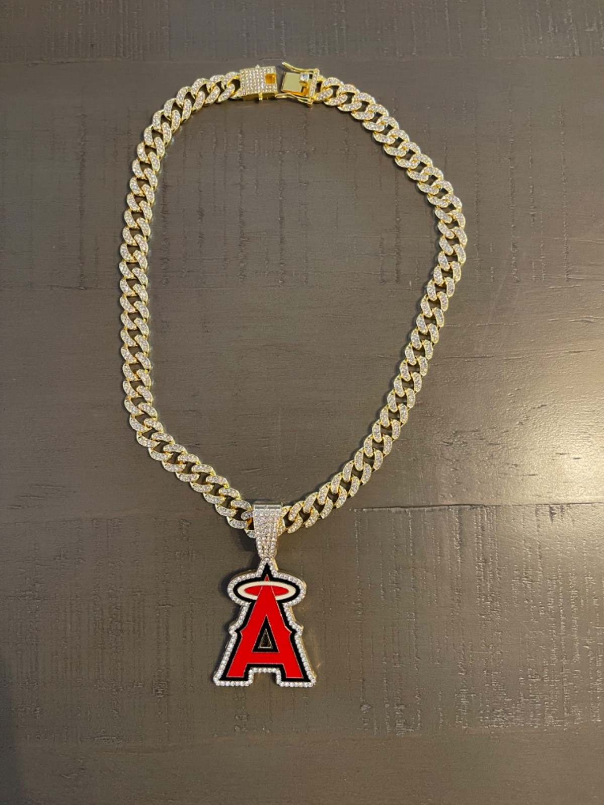 ANAHEIM ANGELS MLB CHAIN ICED TEAM PENDANT NECKLACE GOLD Diamond BLING SILVER