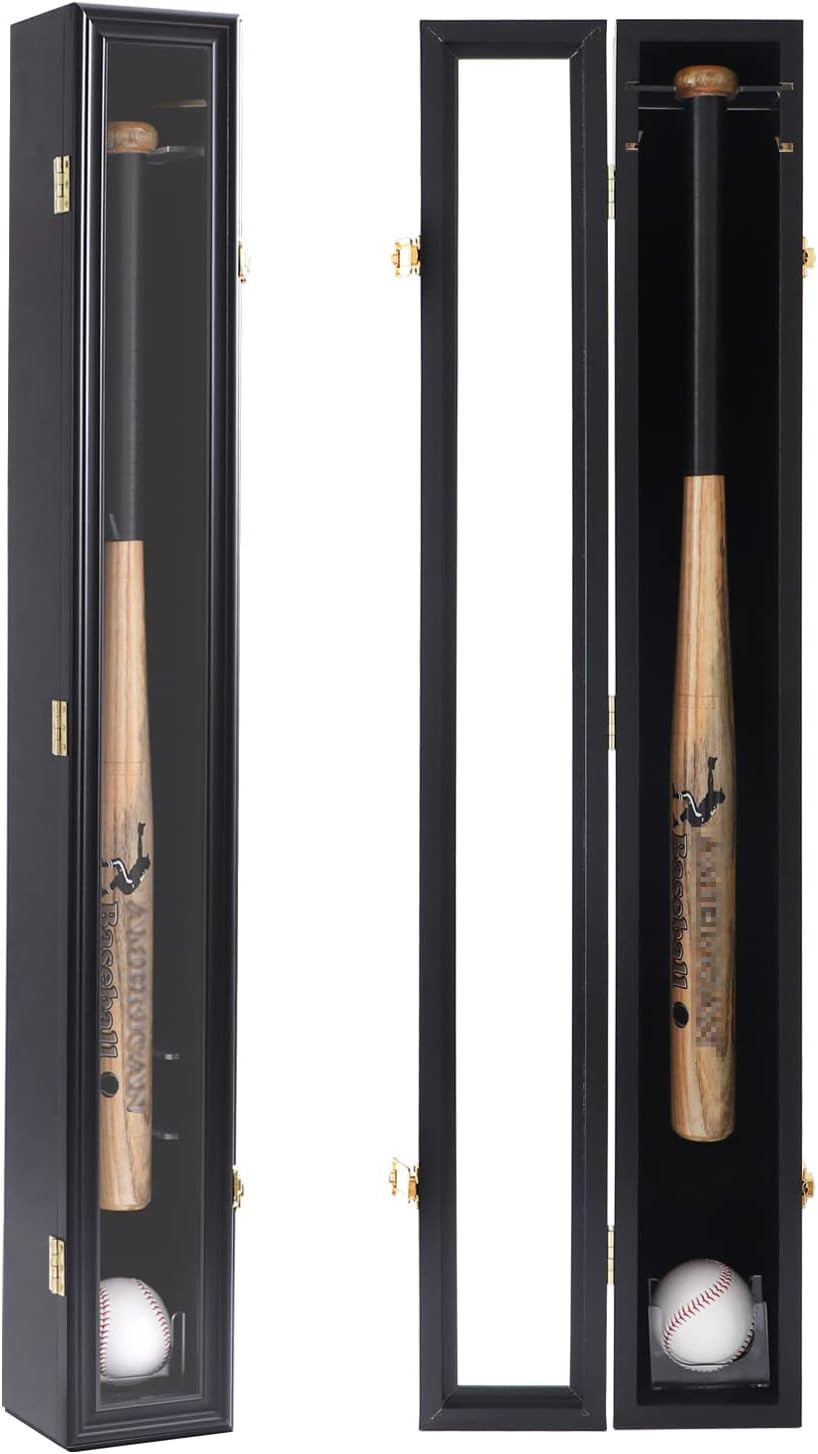 Baseball Bat Display Case – Baseball Bat Wall Mount Wooden Frame with Acrylic Tr