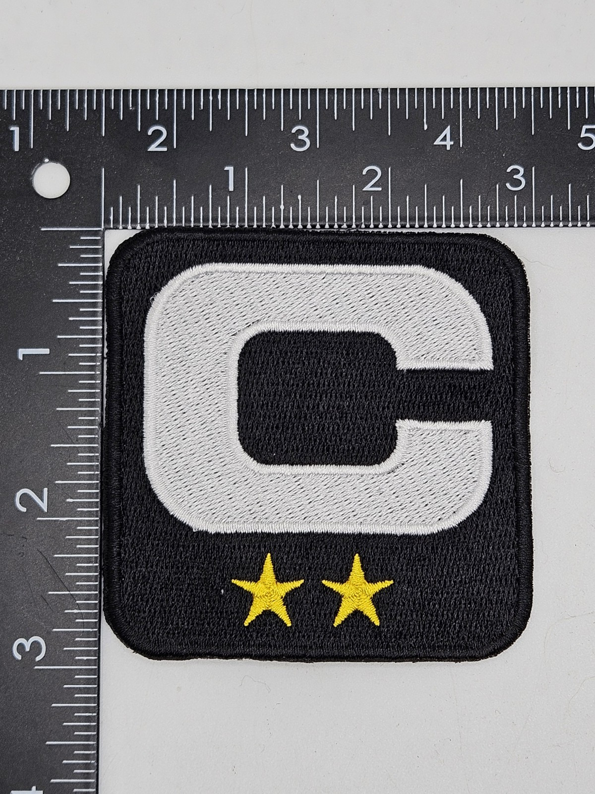 2 Star Captain C Patch Black, White C SEW ON