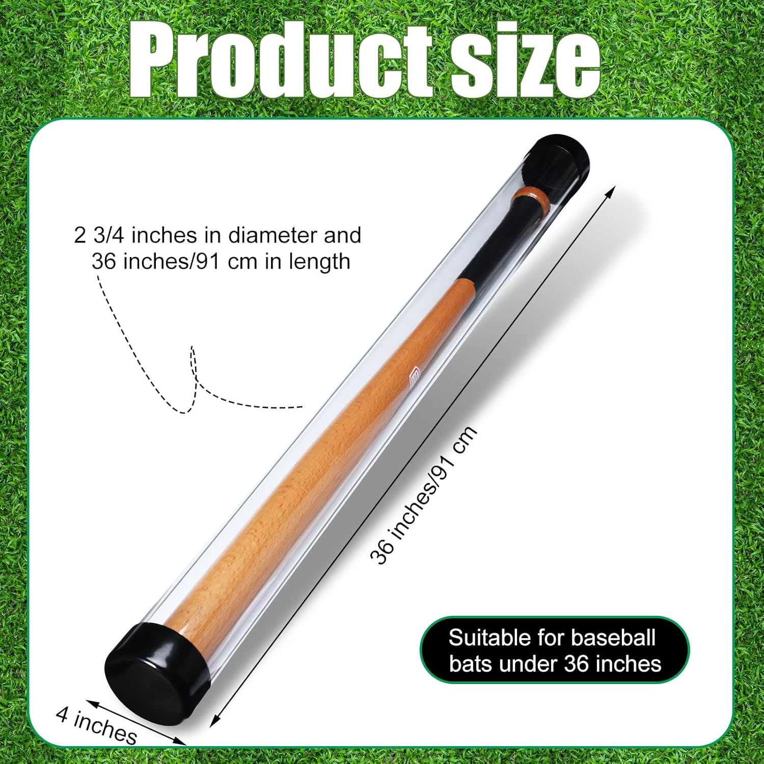 Baseball Bat Display Case – 36 Inch Protective Tube for Desk or Wall (2 Sets)