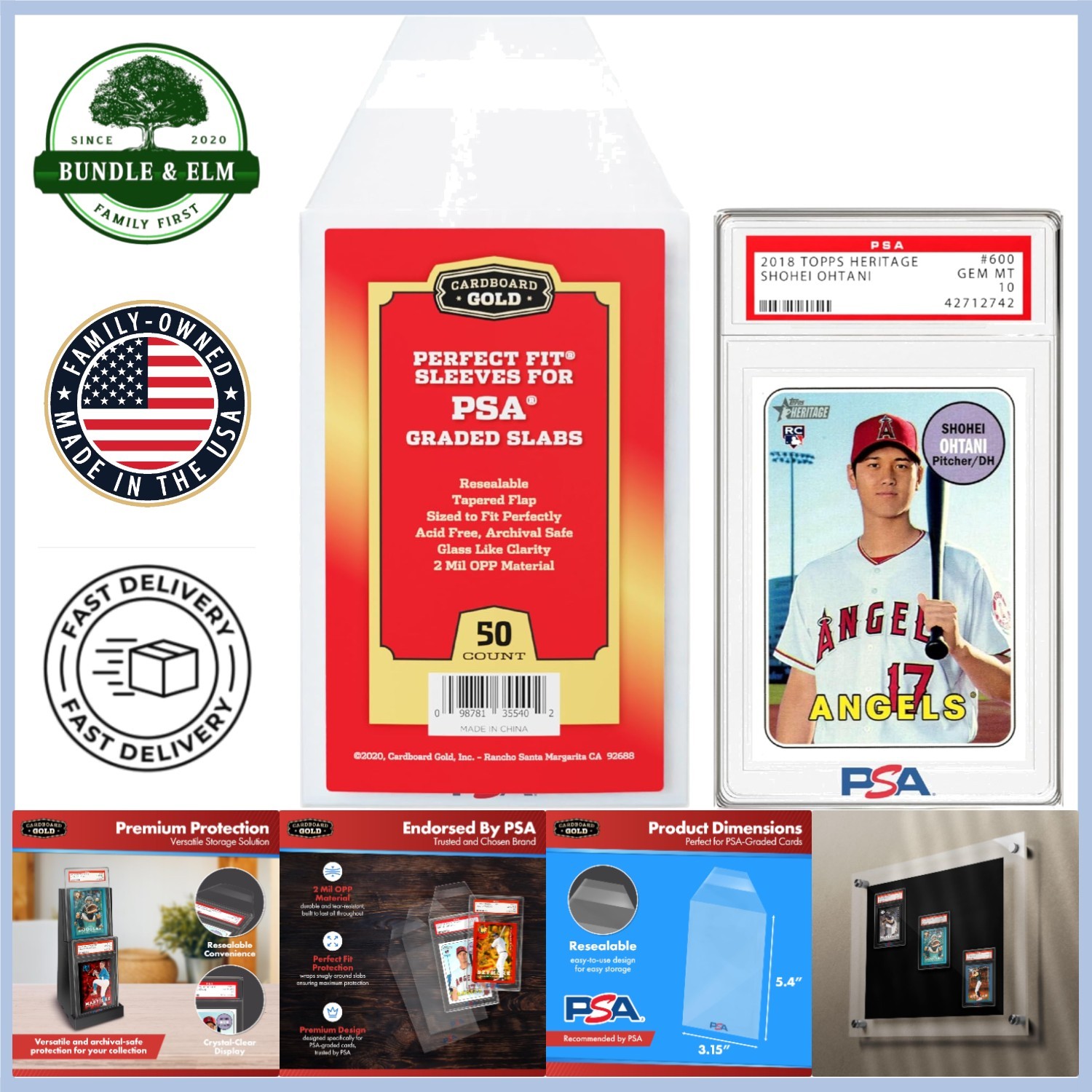 PSA Graded Card Sleeves – 50-Pack Resealable Slab Protectors for Sports Cards