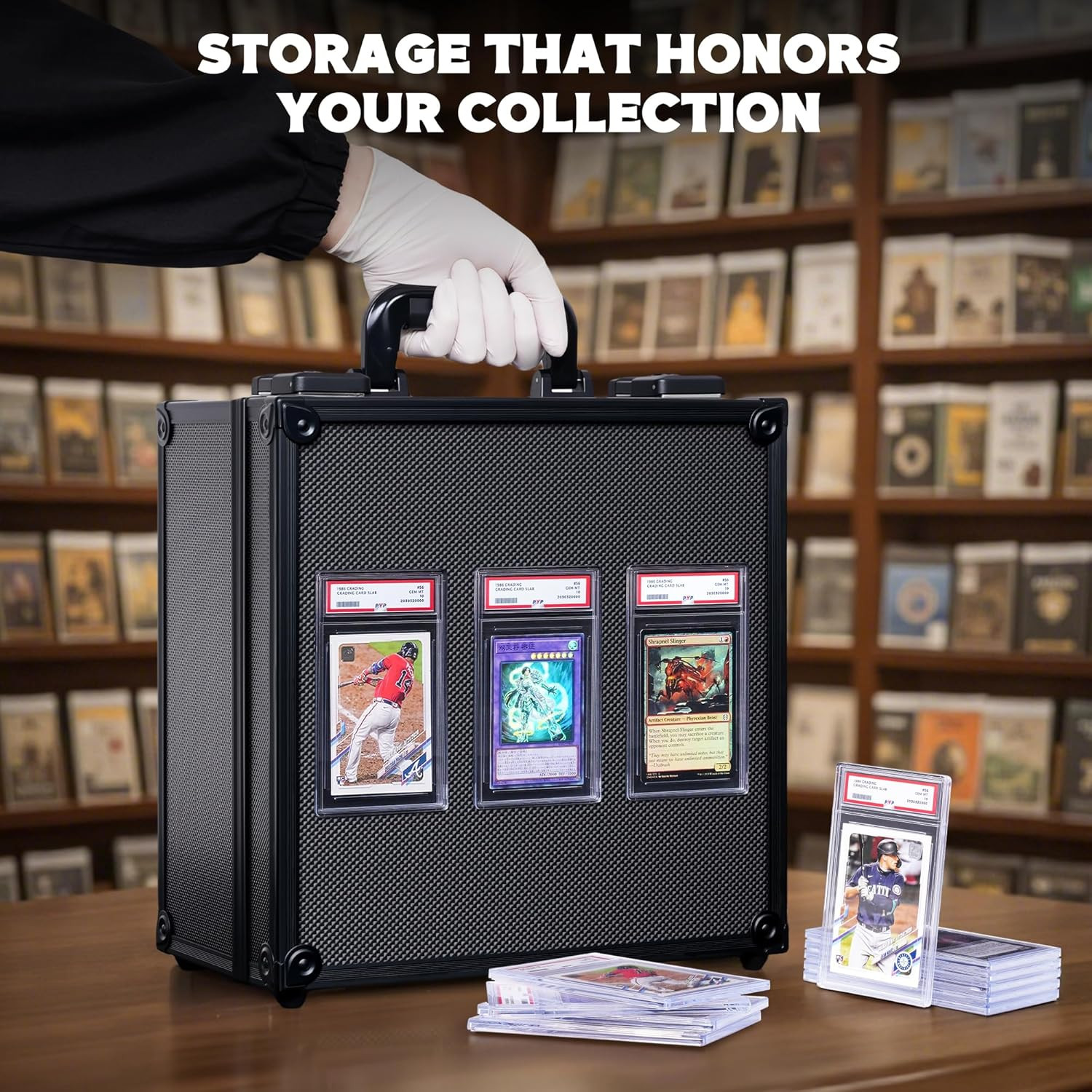 Graded Card Storage Box with Display Window for PSA/CGC Holder, TSA Combination