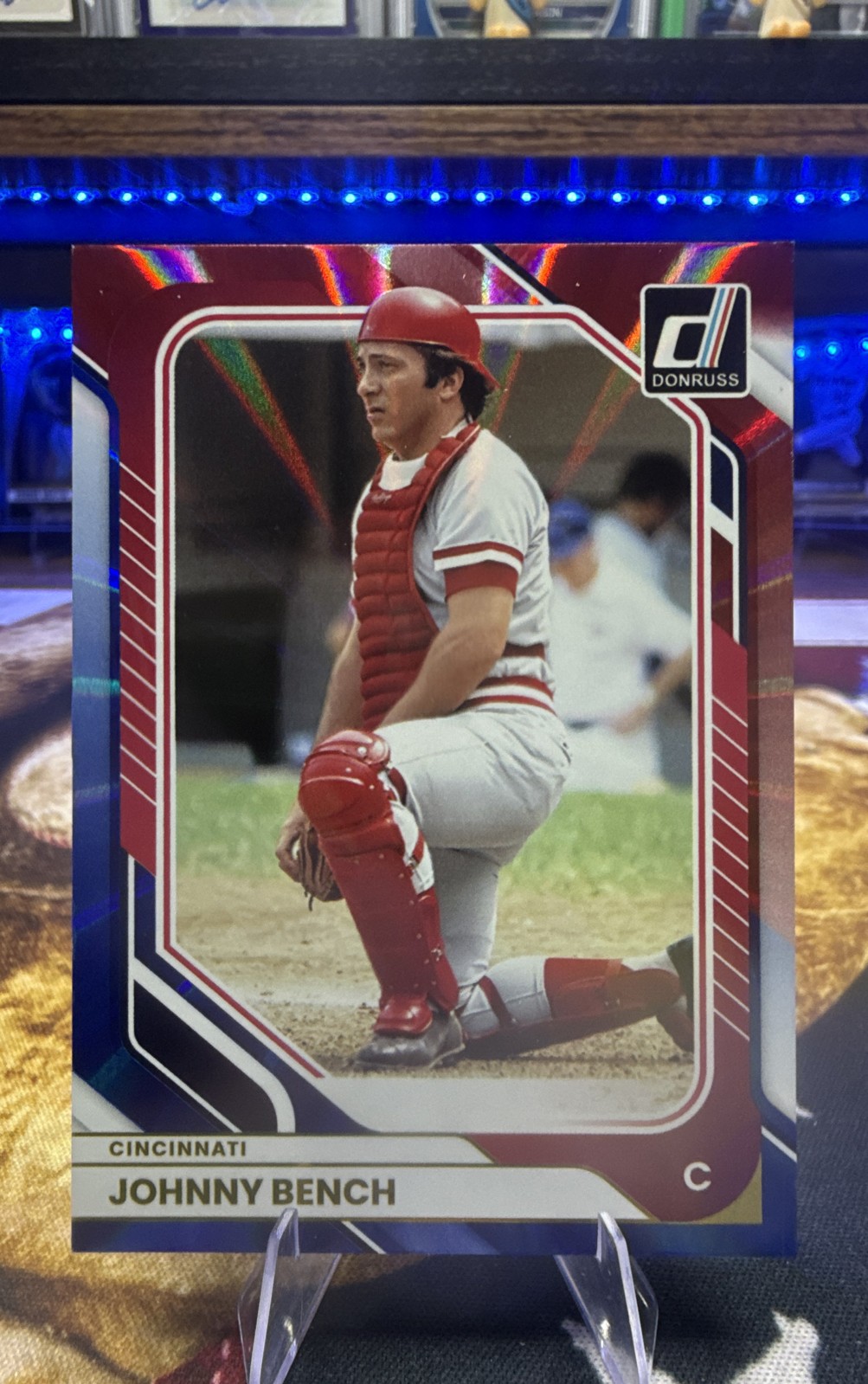 2026 Panini Donruss #2 Johnny Bench Red & Blue Laser Cincinnati Reds.