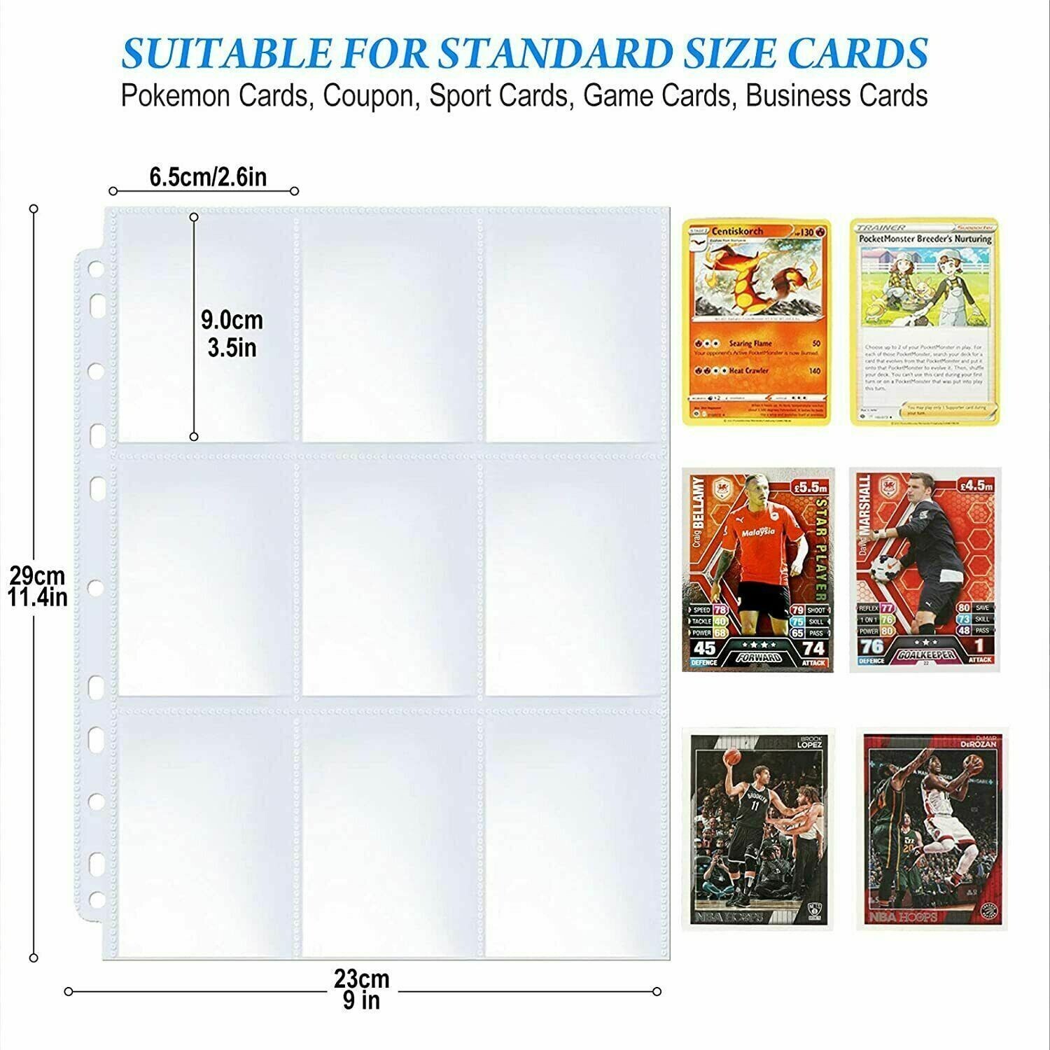 Trading Card Album Binder Protector Pages Sleeves 18 Pocket X 30 Sheets Baseball