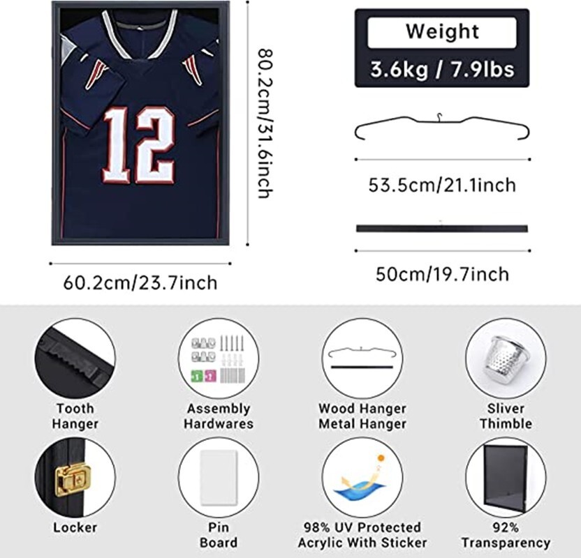 Jersey Frame Display Case, Large Shadow Box, Sports Jersey Display Case