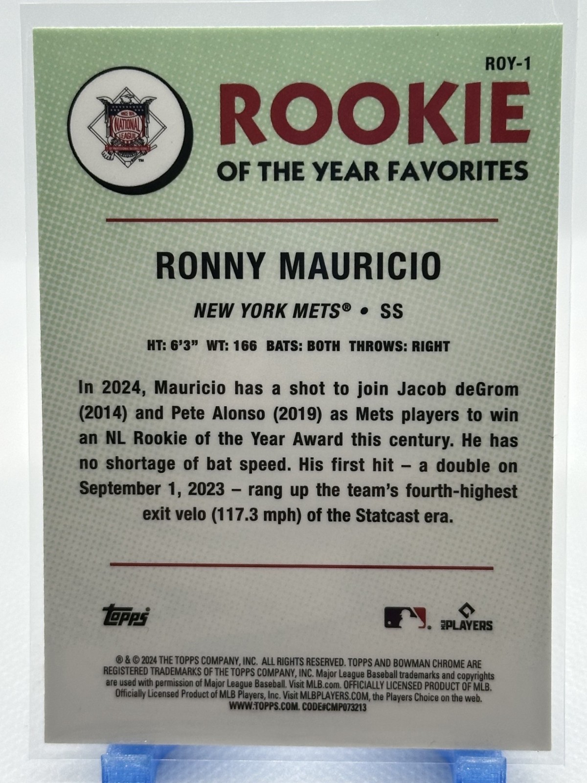 Ronny Mauricio 2024 Bowman Chrome- Rookie of the Year Favorites #ROY-1 (RC)