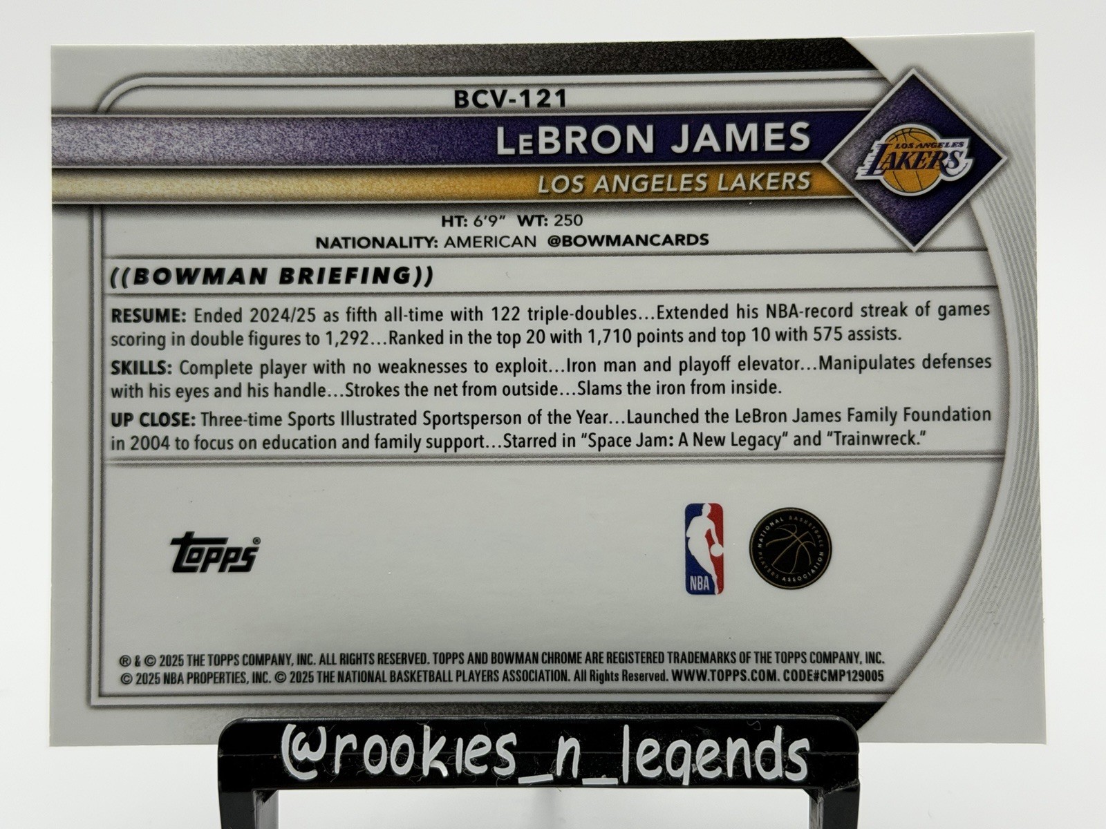 LeBRON JAMES 2025-26 Bowman Chrome 🔥NAVY MOJO REFRACTOR /175🔥 #BCV-121 Lakers