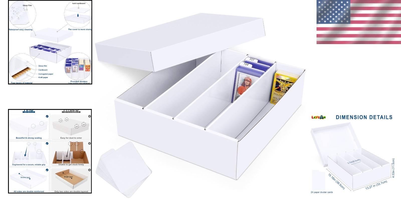 Large Capacity Trading Card Box, 3200 Cards, Waterproof, Foldable, Organizer