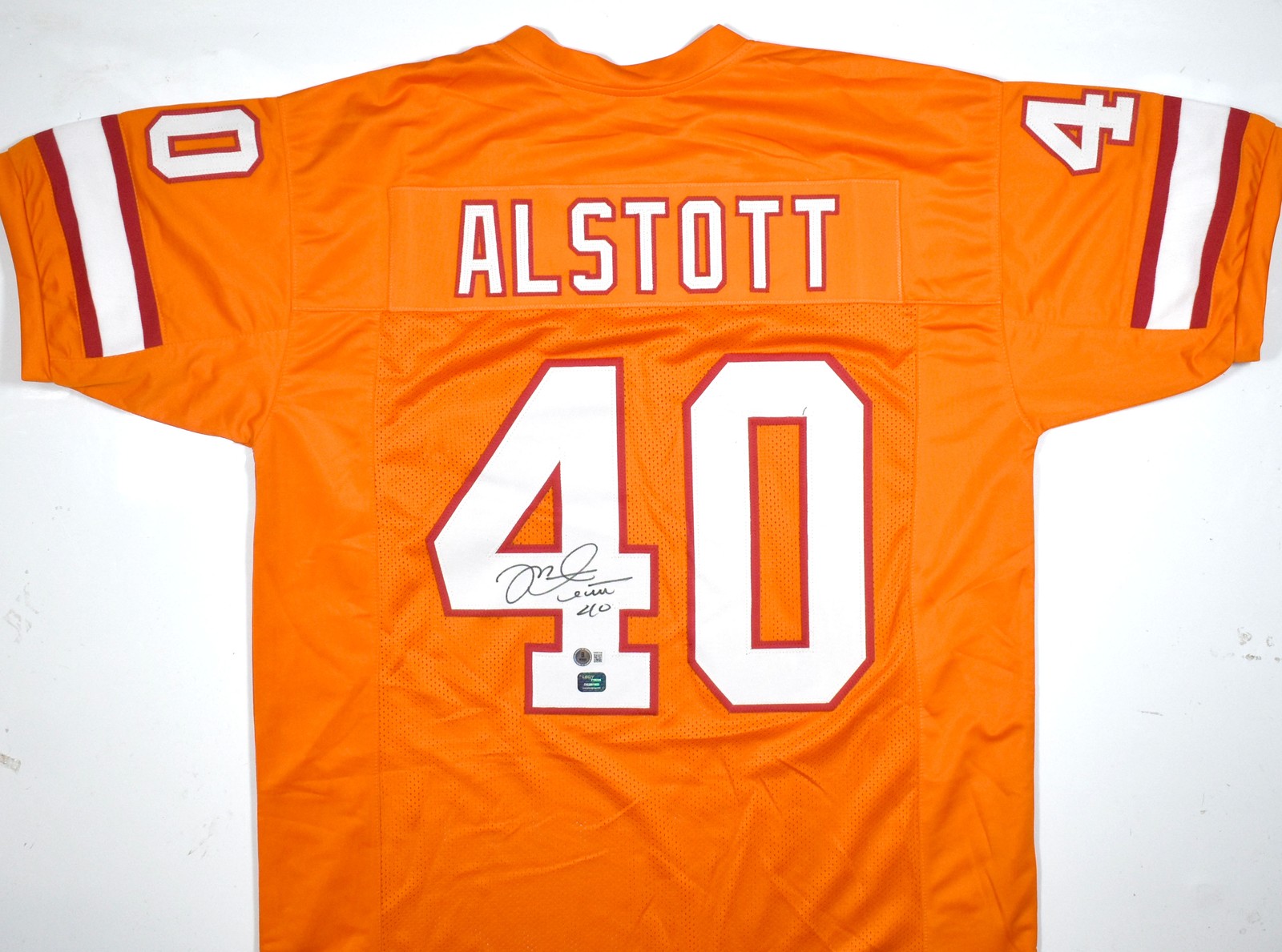Mike Alstott Autographed Orange Pro Style Jersey – Beckett W Hologram *Black