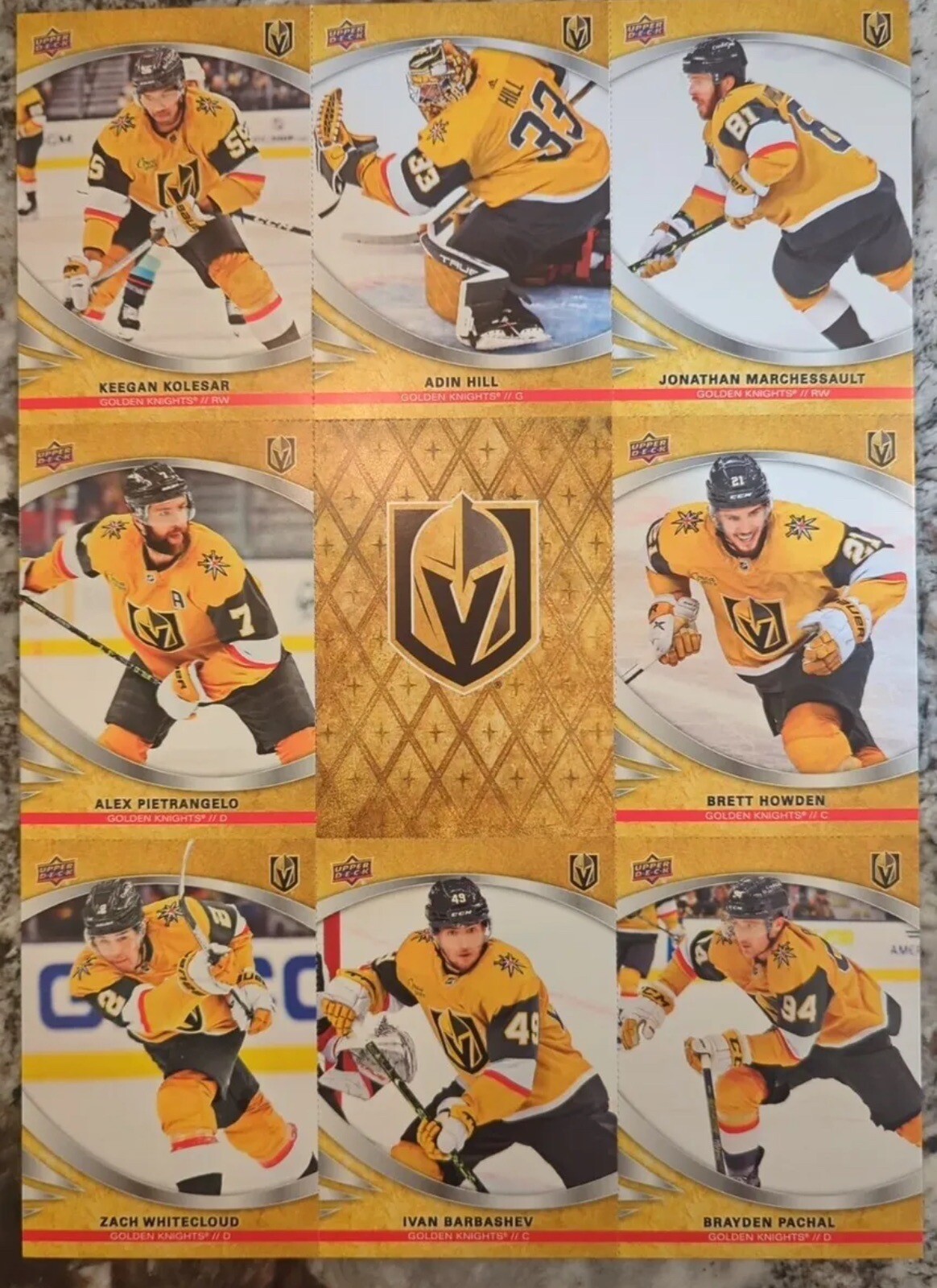 Vegas Golden Knights 2024 Upper Deck Team Pack 1 – Uncut Sheet 8 cards