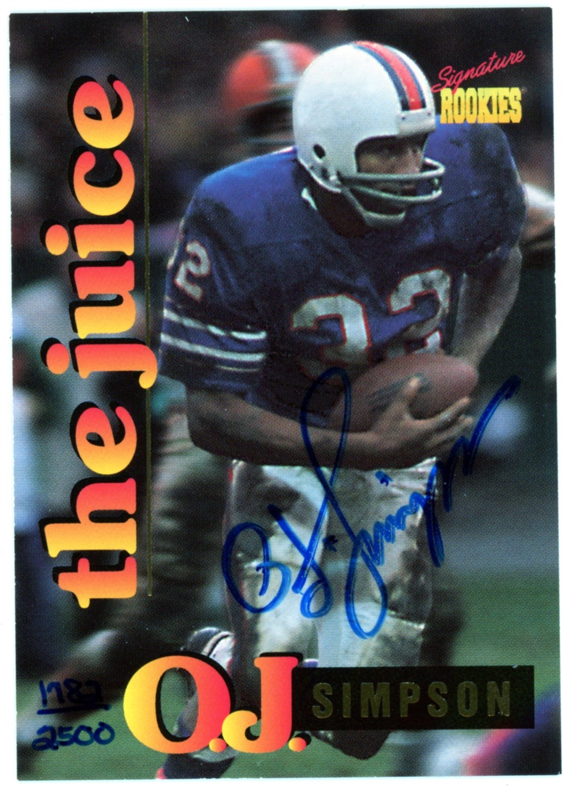 1995 Signature Rookies – O.J. Simpson – Buffalo Bills Autograph 1782/2500