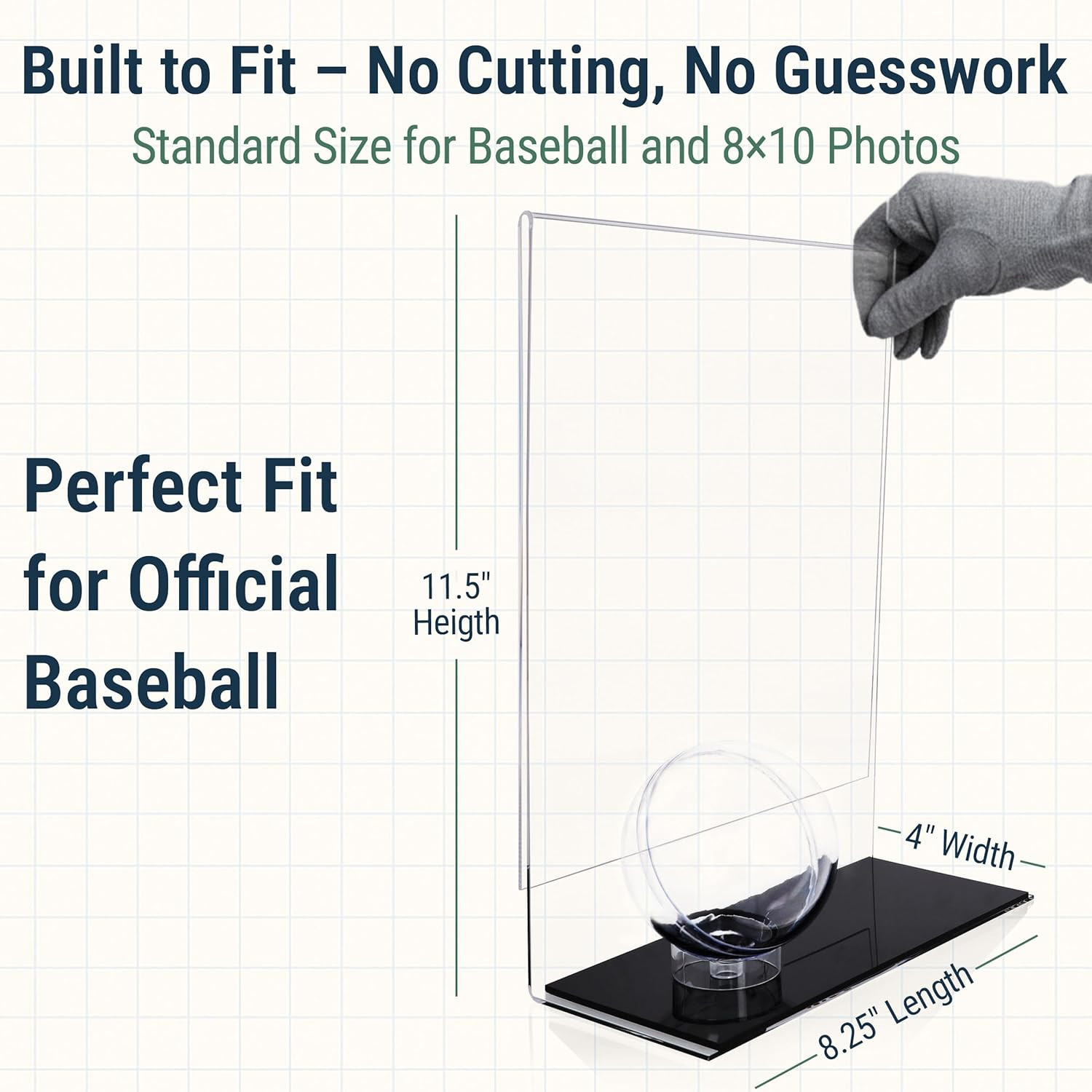 Baseball Holder with Picture Frame – Acrylic Baseball Card Display Case for 8X10