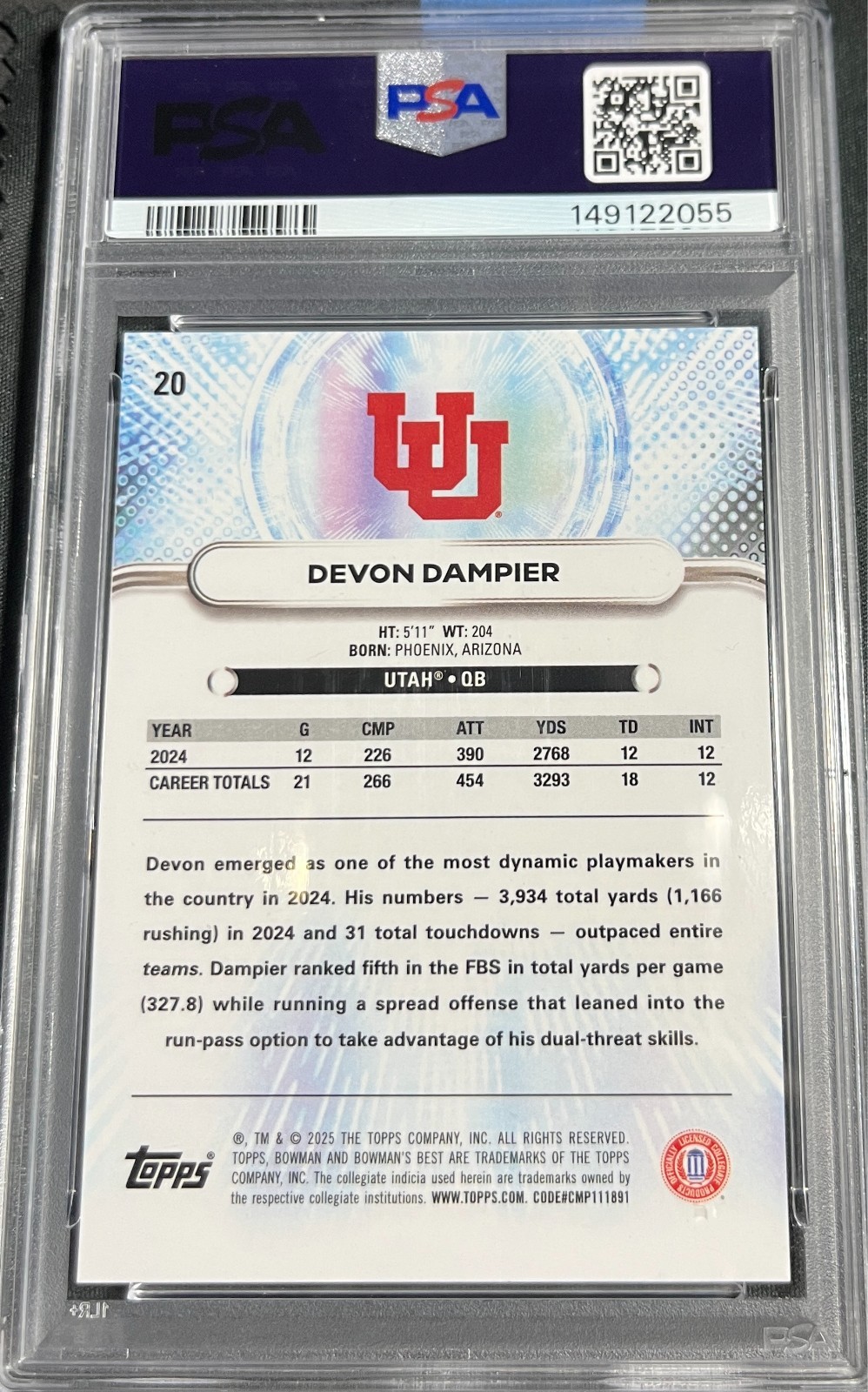 2025 TOPPS CHROME DEVON DAMPIER PSA POP 1 SSP /15 TEAL CASE HIT NON AUTO UTAH 🔥