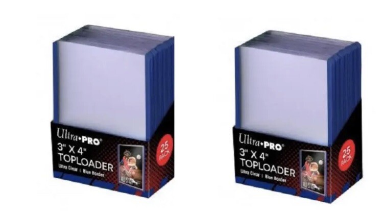 Ultra Pro 3X4 Blue BORDER Standard Toploaders 35pt 2 Packs of 25, 50 Total