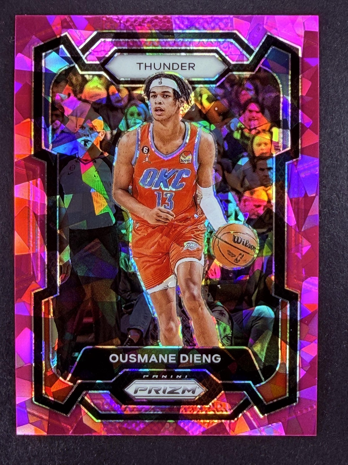 2023-24 Panini Prizm #217 Ousmane Dieng Prizms Pink Ice Oklahoma City Thunder