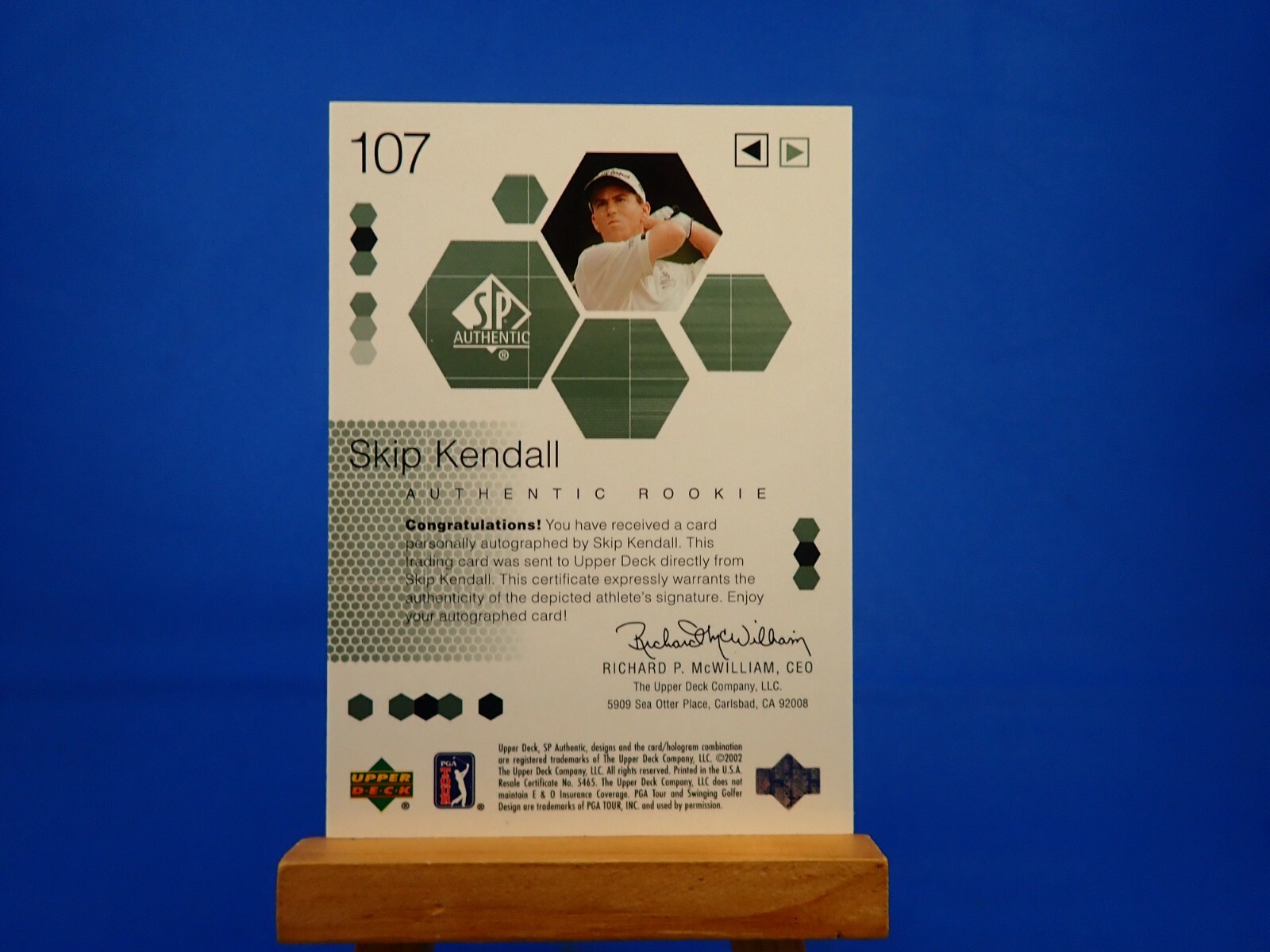 Skip Kendall SP Authentic Golf 2002 RC Rookie Autograph Auto