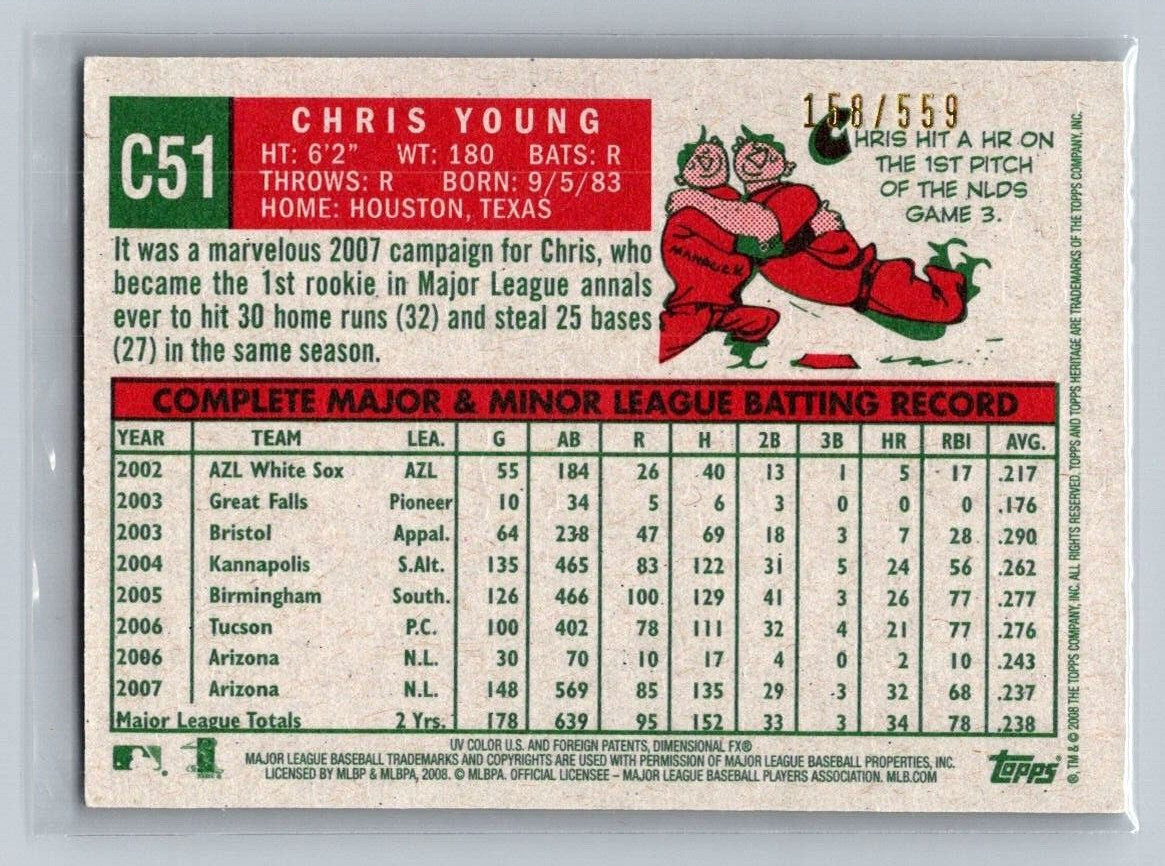 2008 Topps Heritage Chrome Refractor #C51 CHRIS YOUNG /559 Arizona Diamondbacks