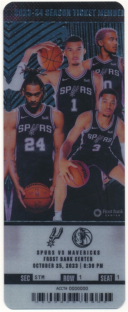 VICTOR WEMBANYAMA ROOKIE NBA DEBUT SEASON TICKET SPURS VS MAVERICKS 10/25/2023