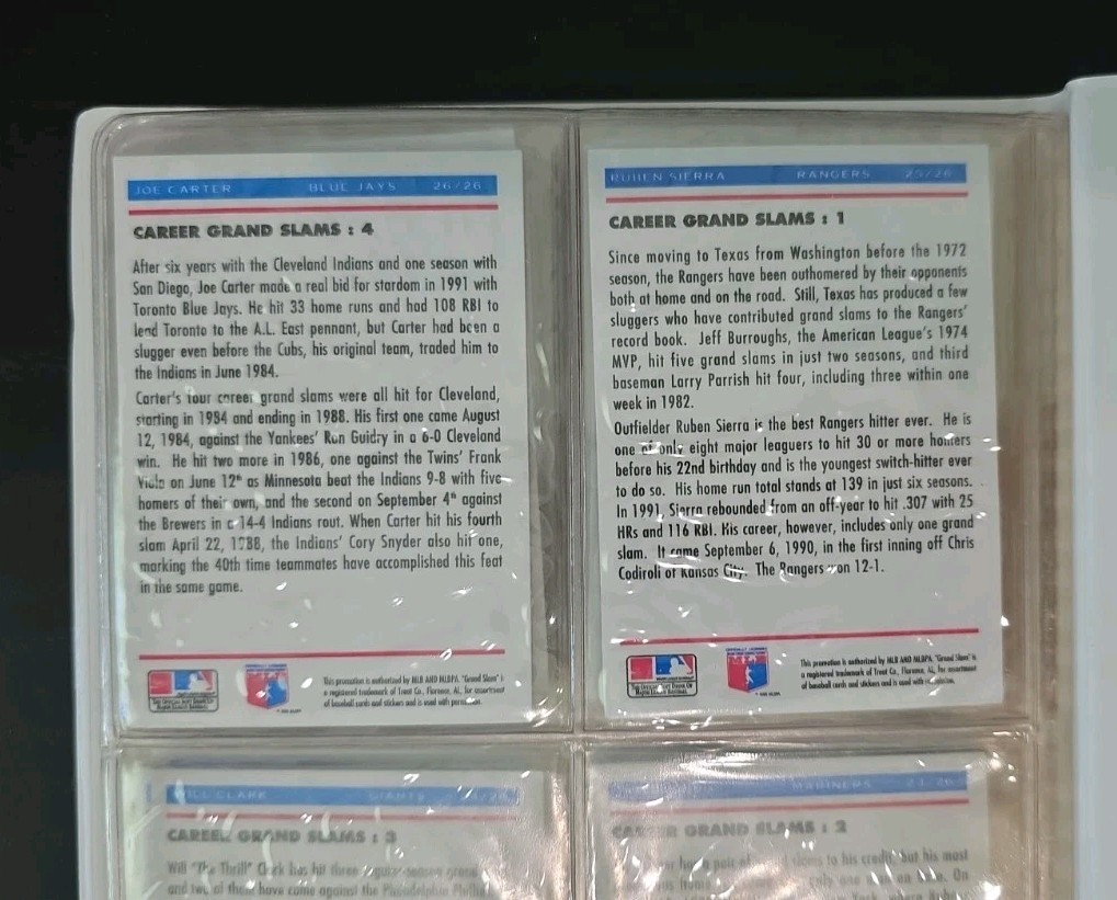 1992 Upper Deck DENNY’S GRAND SLAM Limited Edition Hologram 26 Card Set & Binder