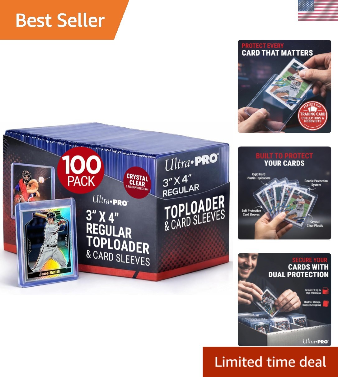 Standard Size 3″ x 4″ TopLoaders & Acid-Free Sleeves – 100 Pieces for Protection