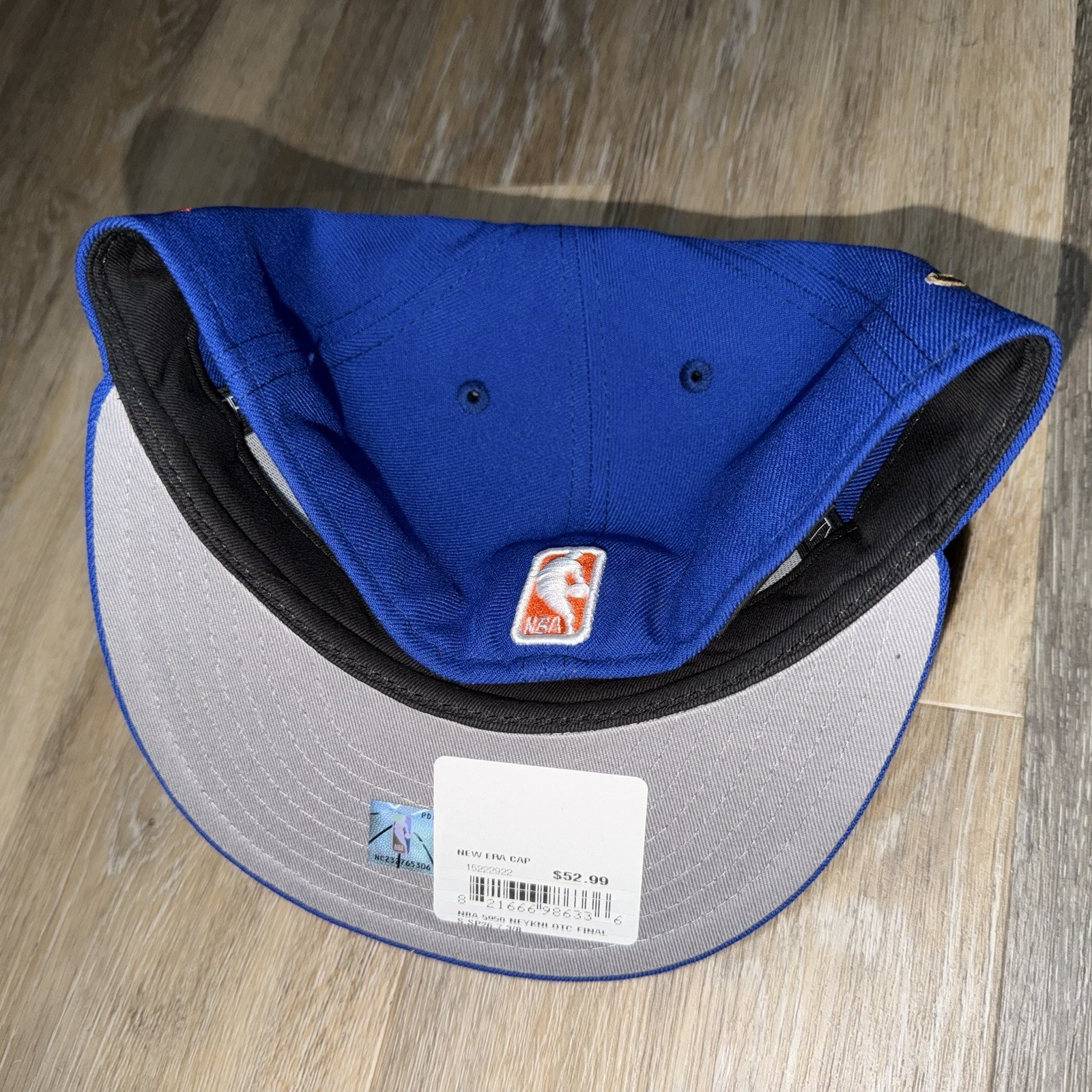 New York Knicks NBA Finals Patch Fitted Hat New Era Authentic 59FIFTY Blue