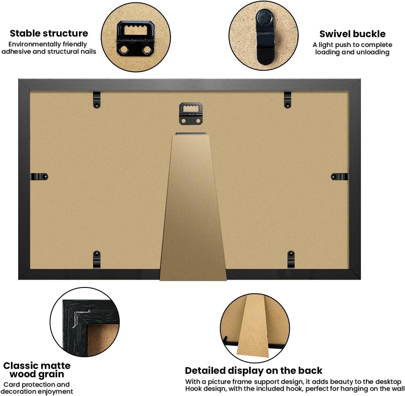 Trading Card Display Case 3 Wall & Tabletop Sport Football Baseball Wood Frame