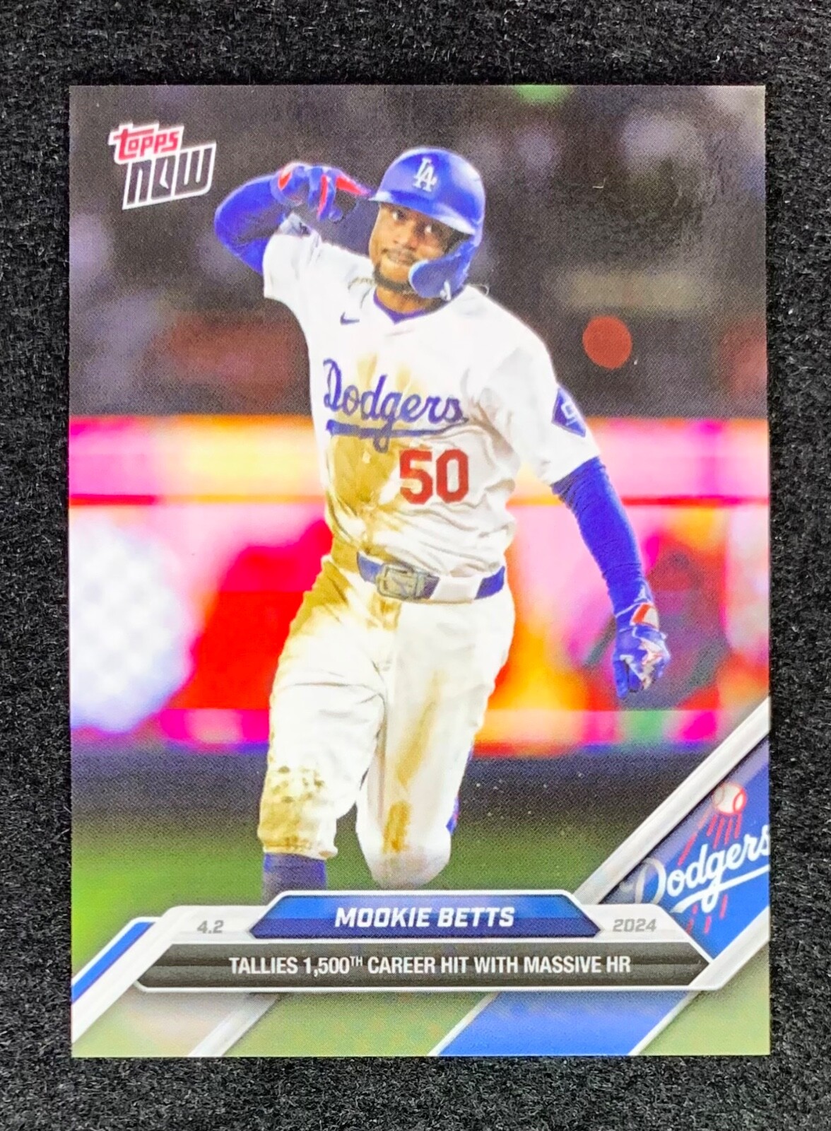 2024 TOPPS NOW #33 Mookie Betts Tallies 1,500th Career Hit with Massive HR