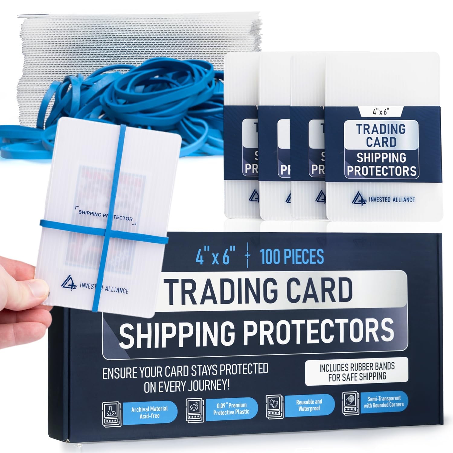 Premium Bundle Trading Card Shipping Protector with Rubber Bands | Graded Car…
