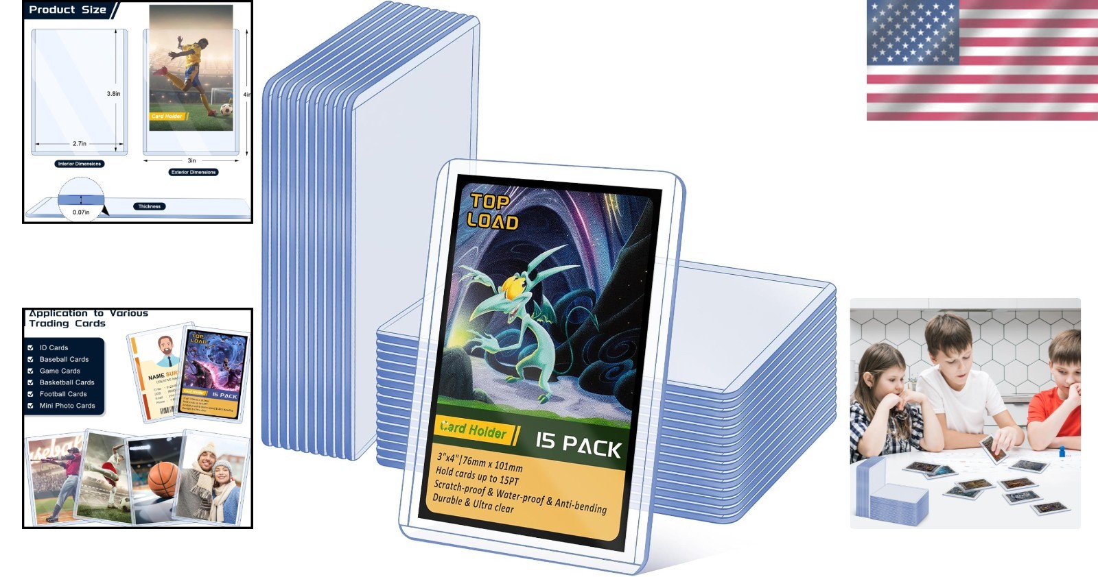 Trading Card Sleeves Hard Plastic Clear Case Holder Baseball Card Toploader