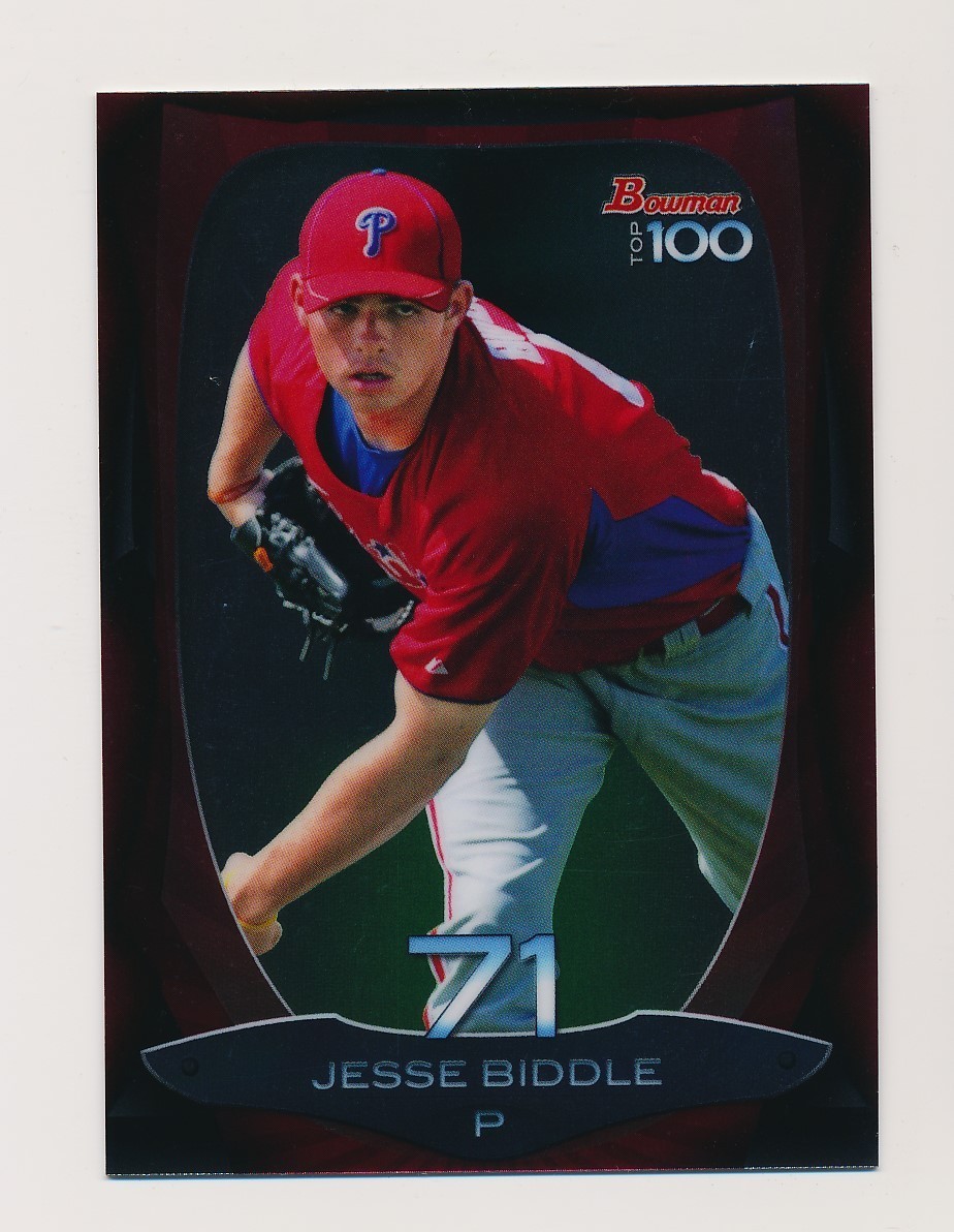 JESSE BIDDLE ⚾ 2013 Bowman Chrome Top 100 Prospects Insert #BTP-71 Phillies