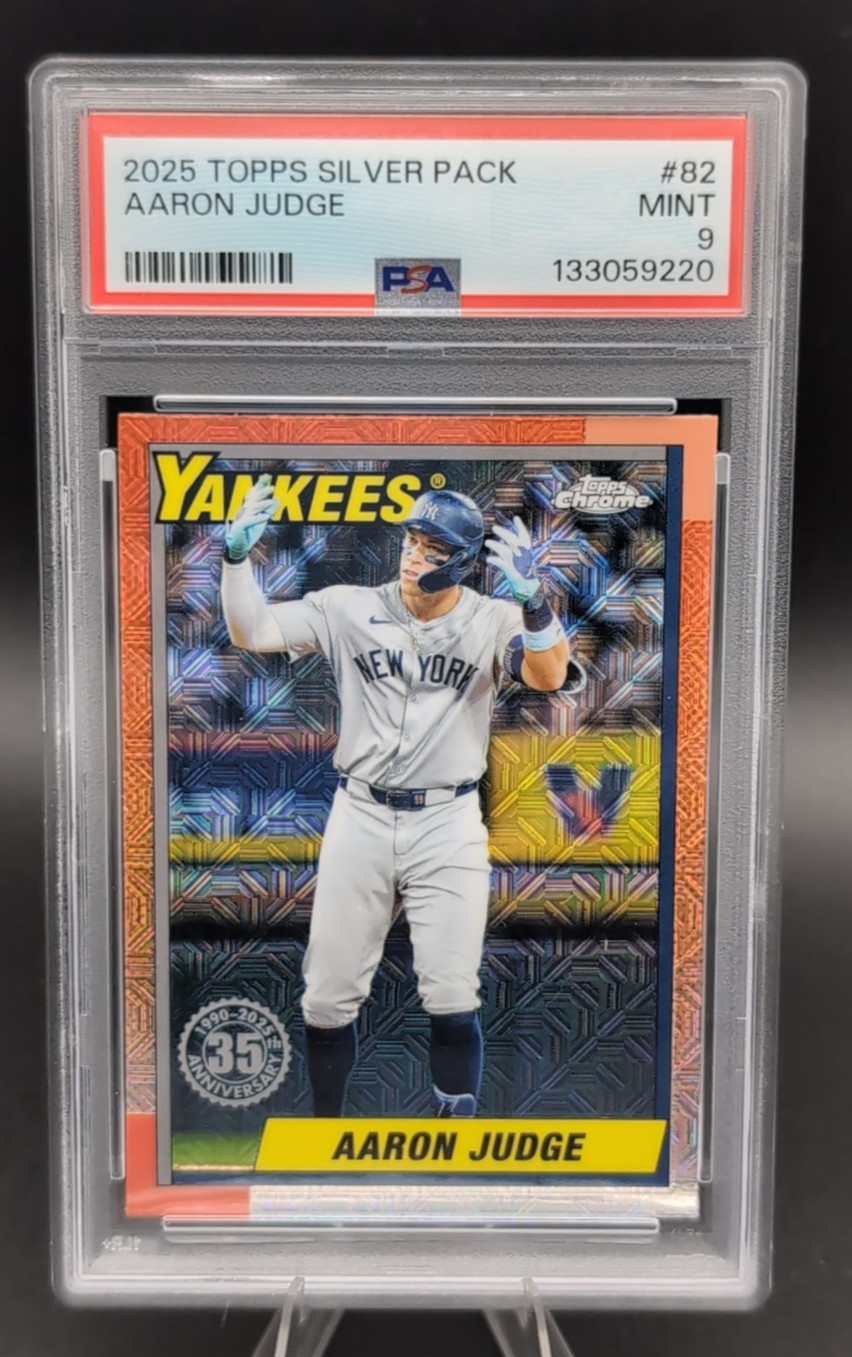 2025 Topps Series 1 #T90C-82 Aaron Judge Silver Pack Mojo PSA 9