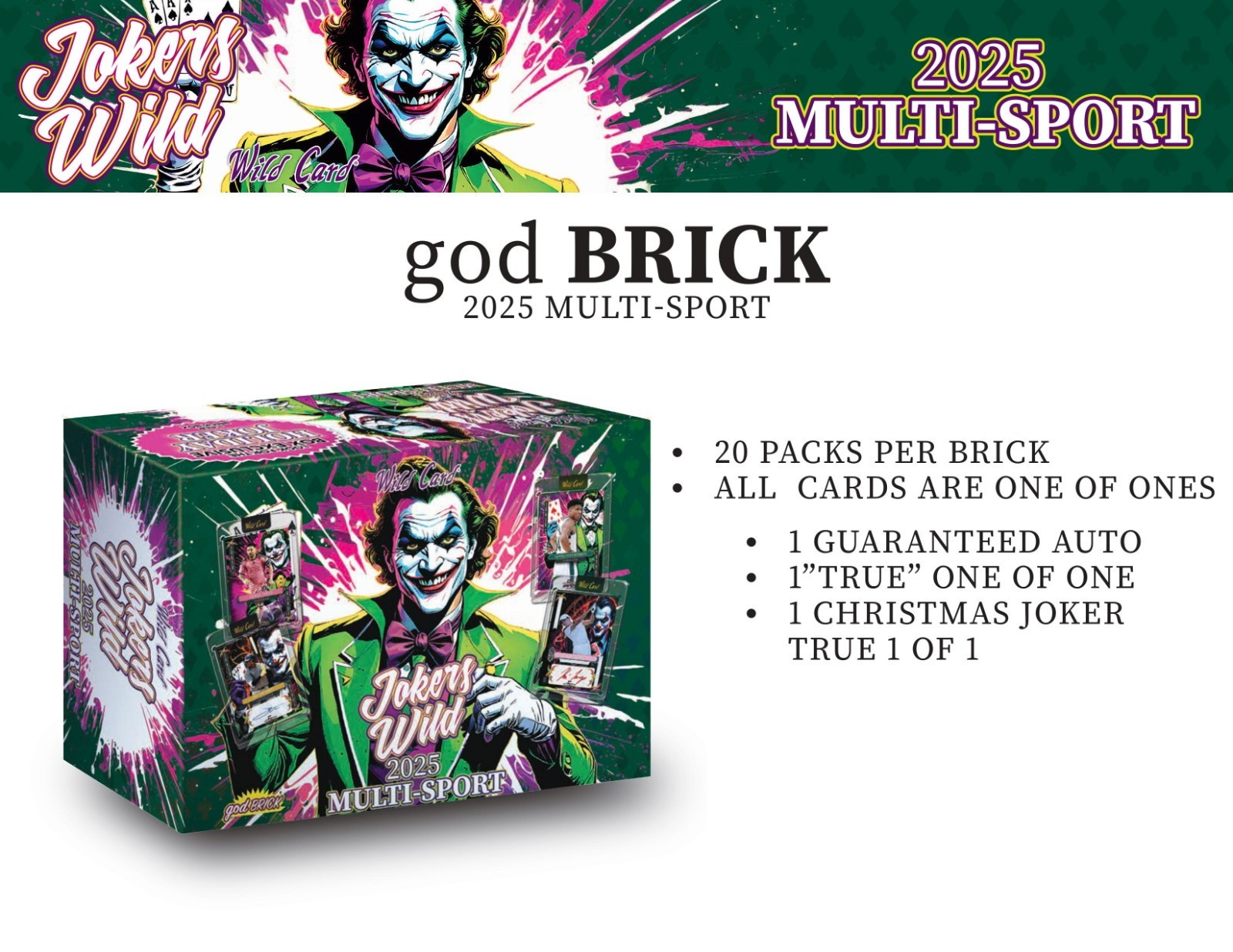 2025 Wild Card Jokers Wild GOD Brick Multi-Sport Sealed Box