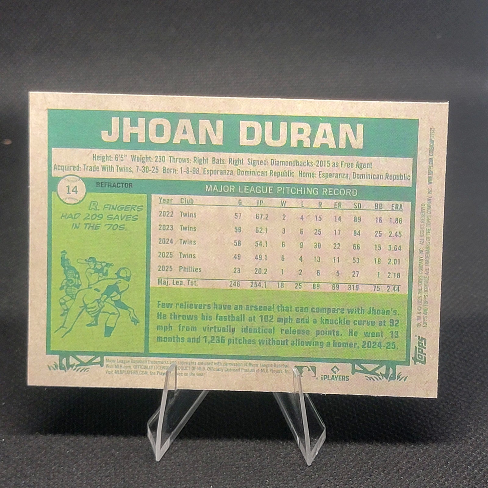 2026 Topps Heritage Chrome Refractor #14 Jhoan Duran Philadelphia Phillies SP