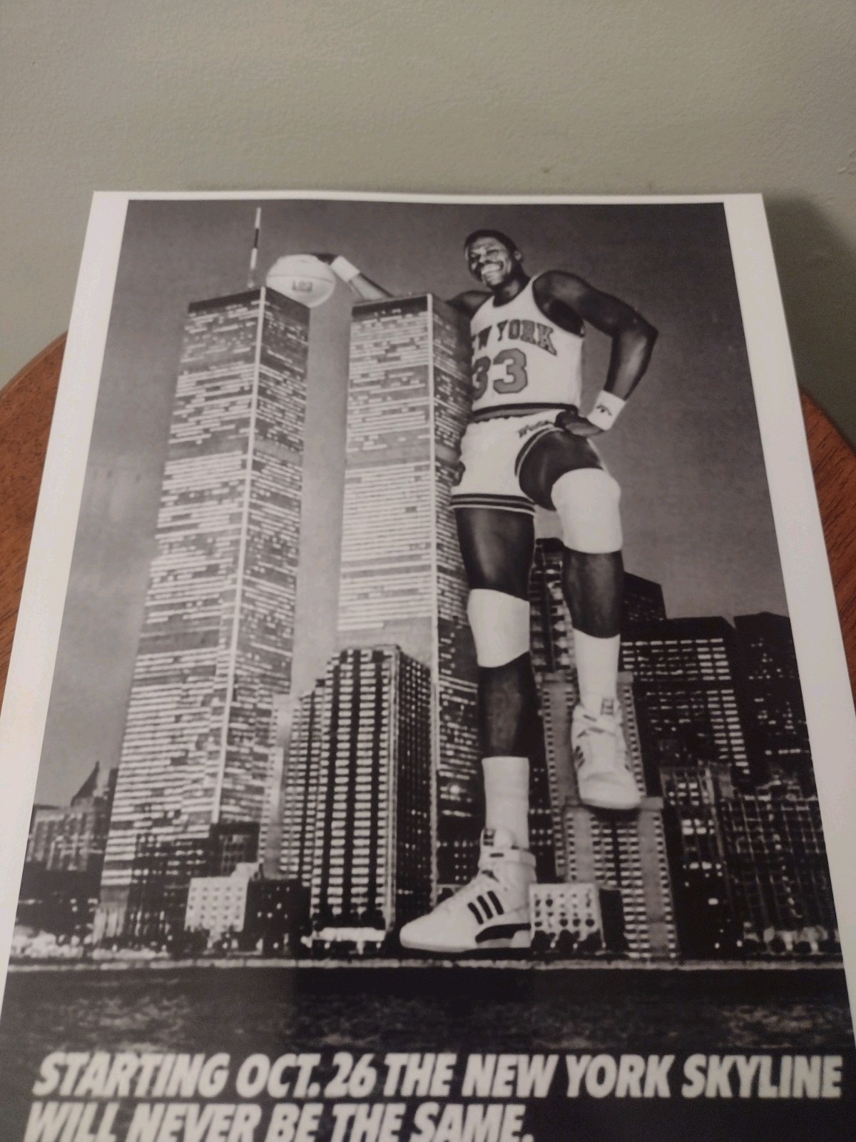 PATRICK EWING KNICKS ROOKIE OLD SCHOOL ULTRA GLOSSY 8.5×11 BASKETBALL B&W POSTER