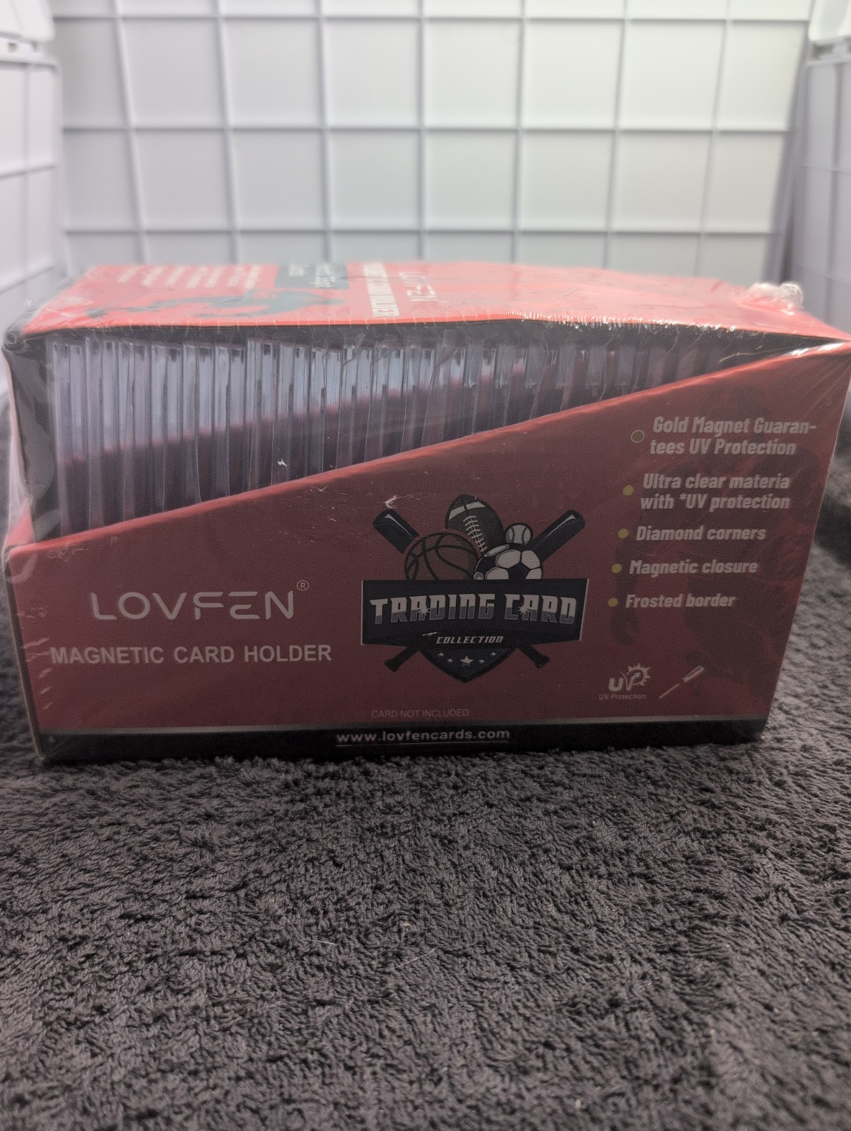 LOVFEN Magnetic Card Holder 35pt 25-Pack Ultra Clear UV Diamond Corners