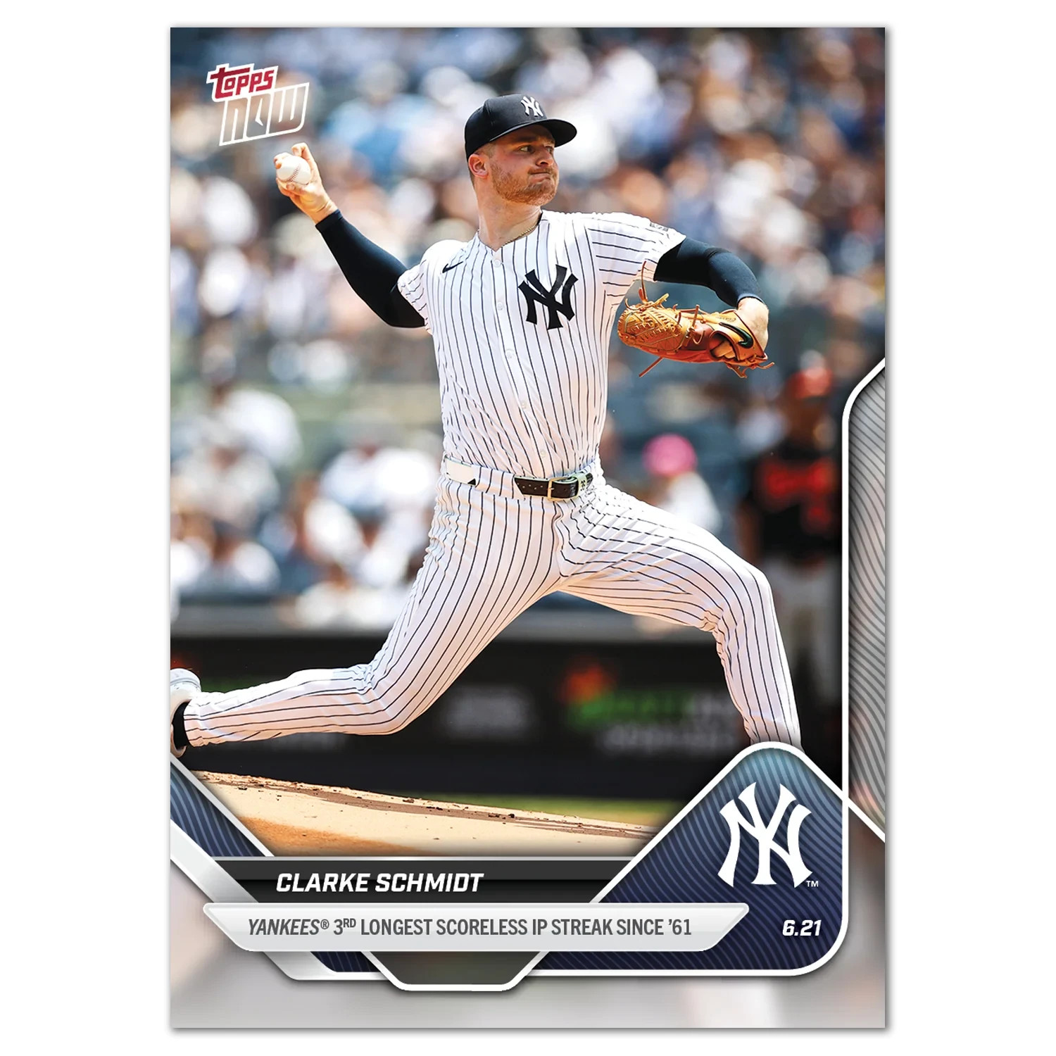 2025 Topps Now Card 334 Clarke Schmidt 3rd Longest Scoreless IP -Free Shipping!