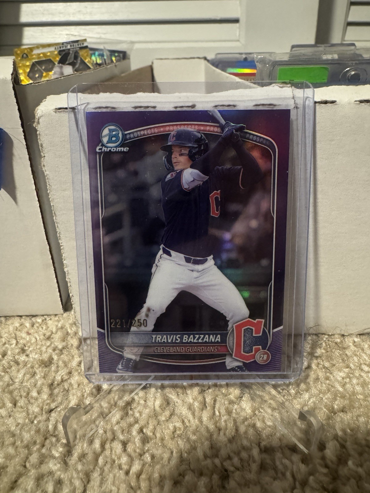 Travis Bazzana 2025 Bowman Draft Chrome Purple Refractor #/250 BDC-49 Guardians