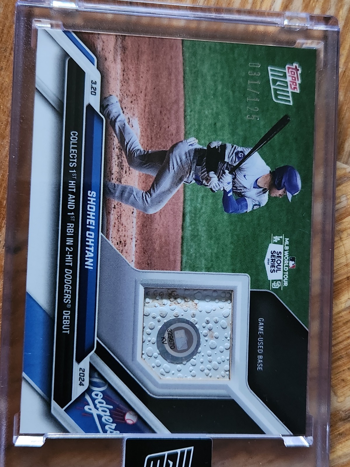 2024Topps Now Shohei Ohtani Card # 1 Dodgers Debut Collects 2 Hits Seoul 31/125
