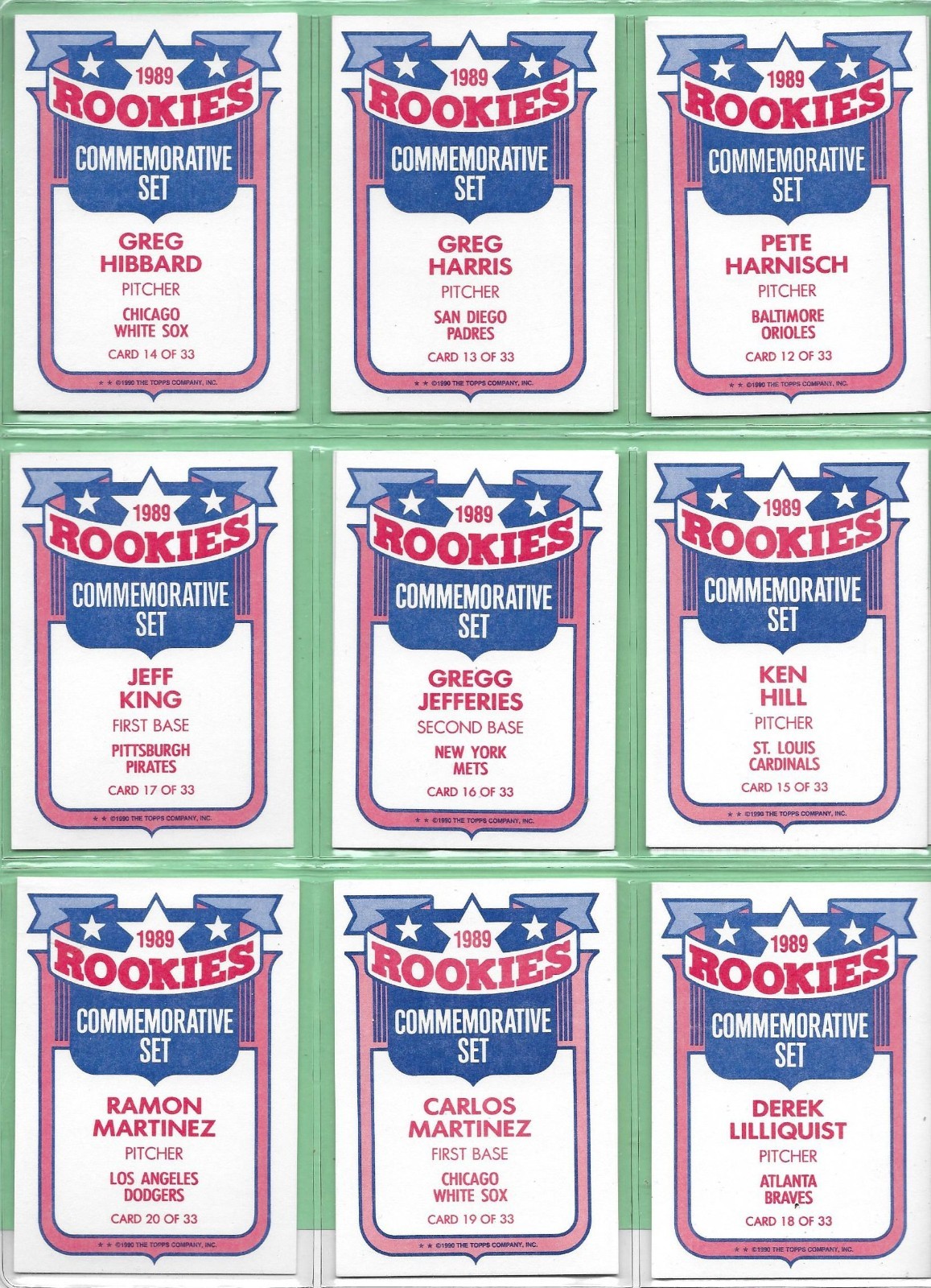 1990 Topps Baseball – 1989 Rookies – Pick Your Cards & Fill Your Sets👍