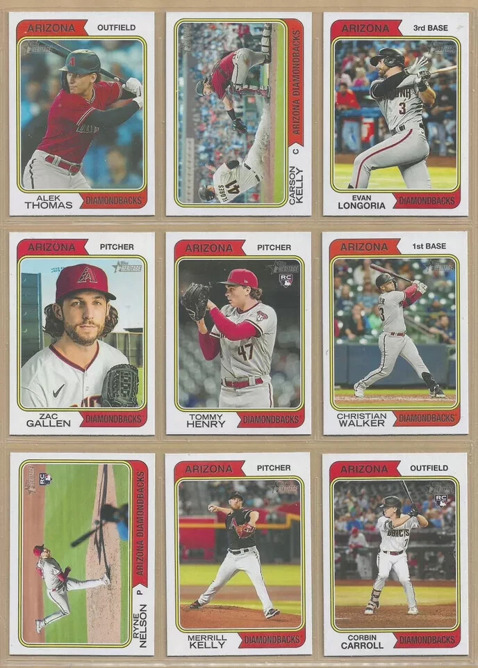 2023 Topps Heritage ARIZONA DIAMONDBACKS Base Team Set of (15) Carroll RC Gallen