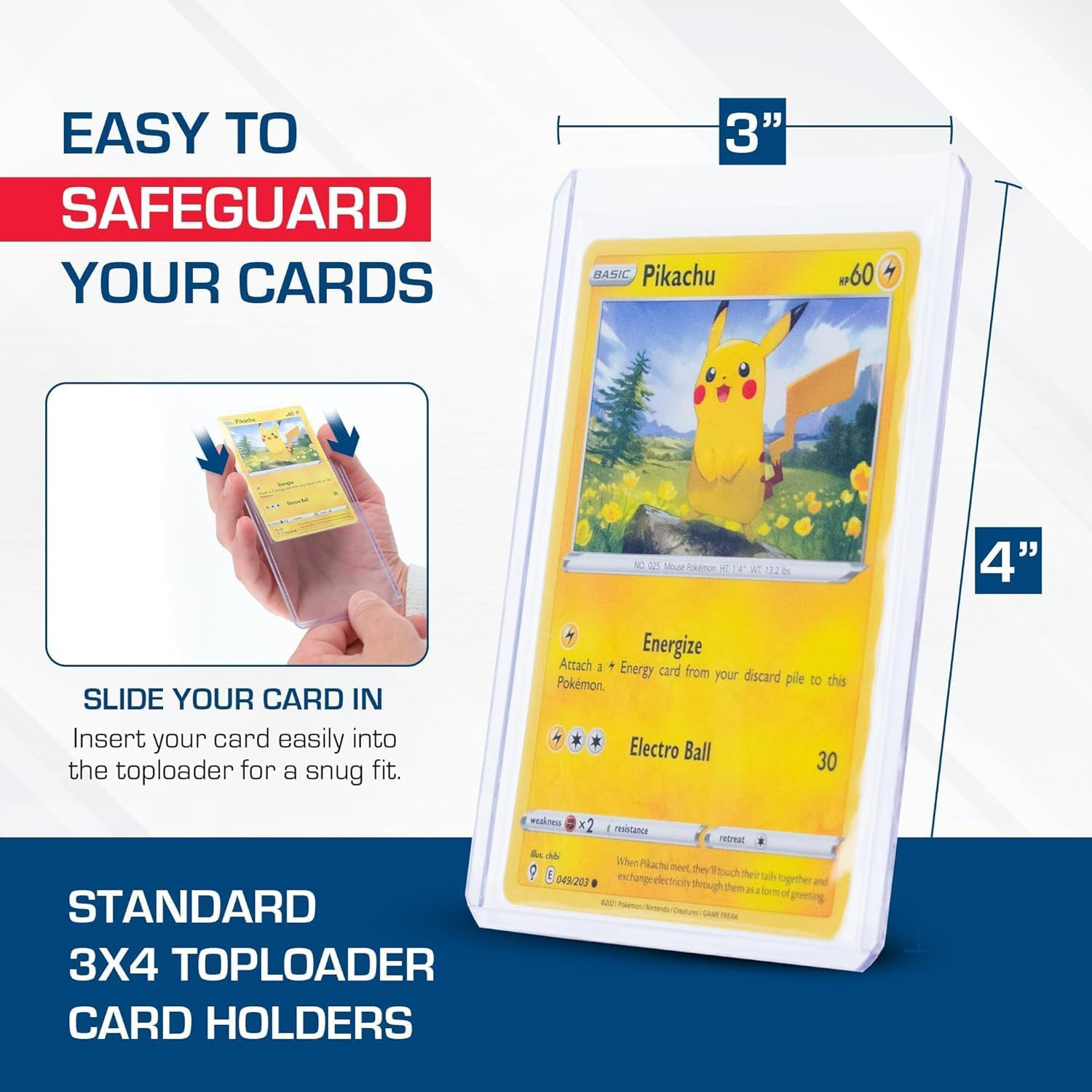 3X4 Topload Card Holder – Standard – 100Ct | Rigid PVC Trading Card Protection f