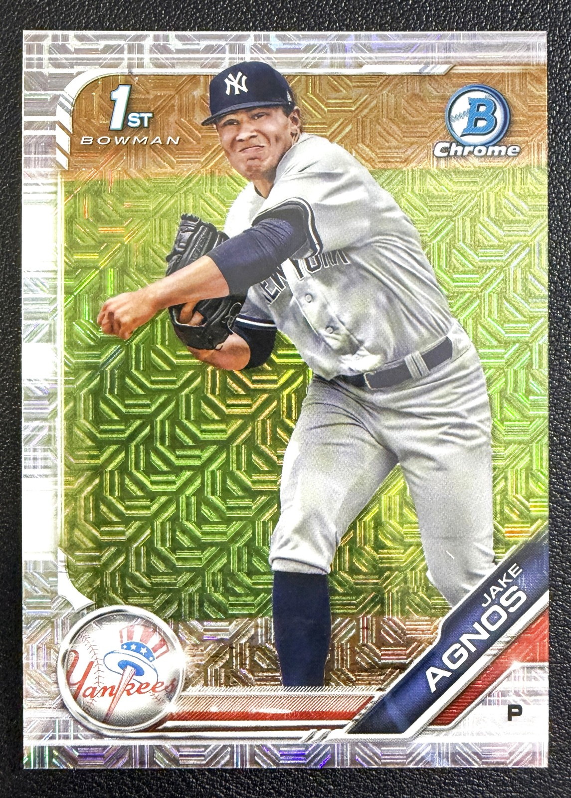 2019 Bowman Chrome Draft Jake Agnos 1st Bowman Asia Mojo Refractor #BDC-72