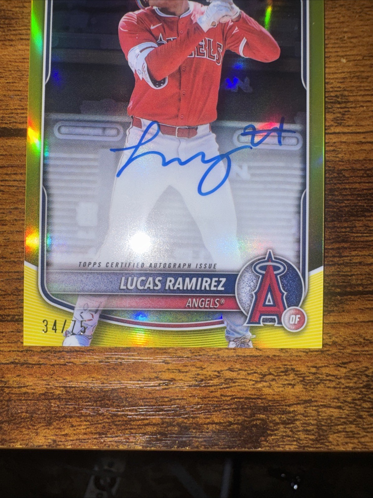 Lucas Ramirez 2025 1st Bowman Draft Auto True Yellow /75 Au RC Angels (COA-LR)