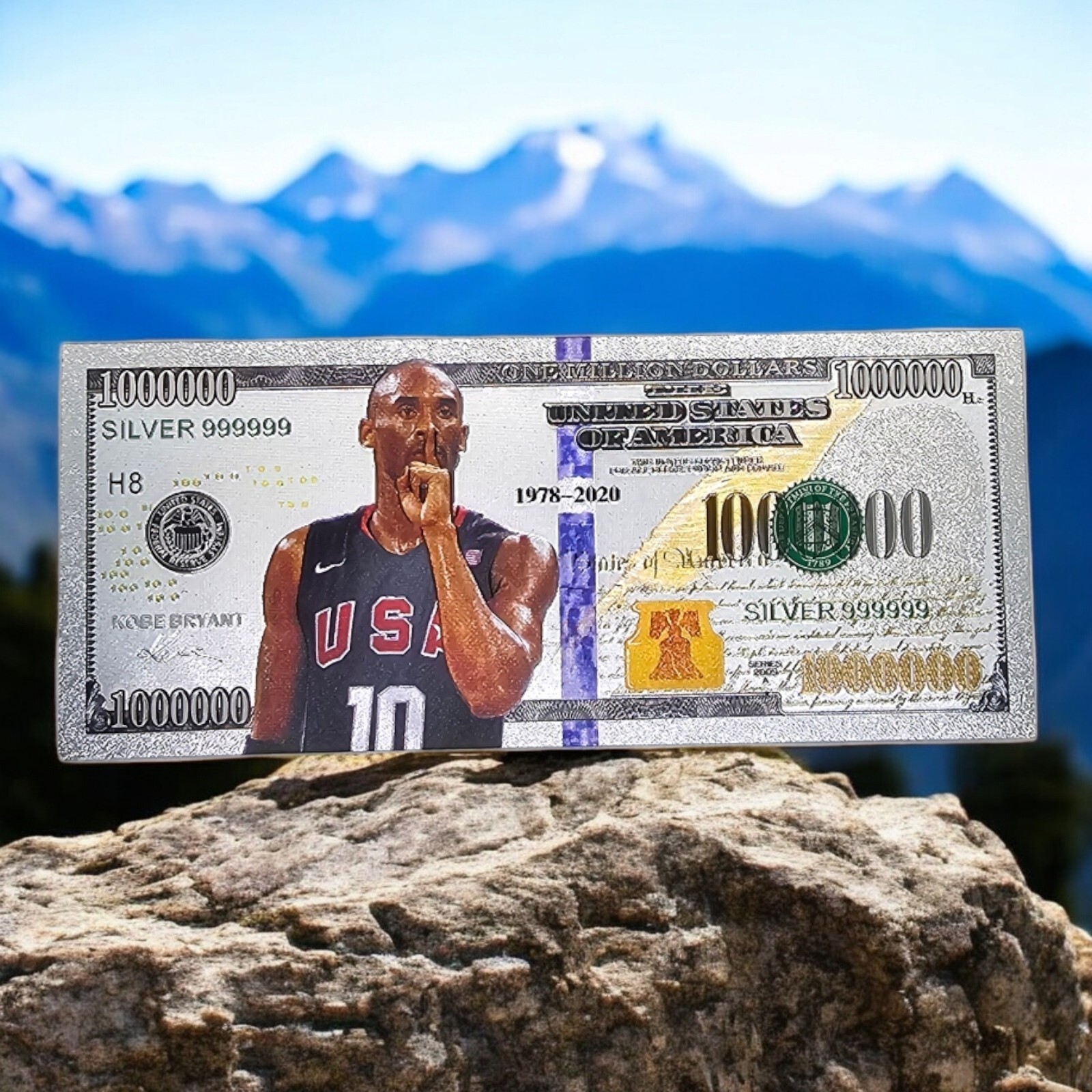 Kobe Bryant Mamba Team USA .999 Silver + Gold Foil $1,000,000 Novelty Bank Note