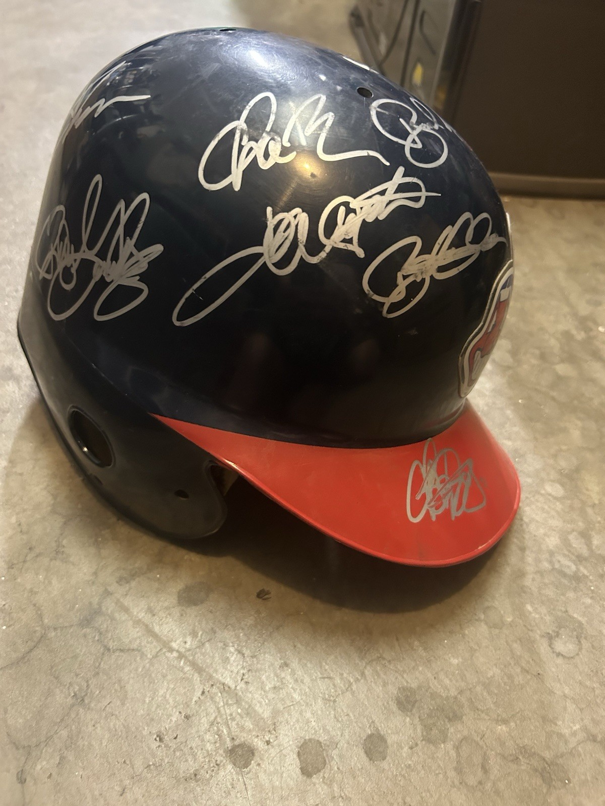 Vintage Unknown Year Signed Cleveland Indians Partial Team Signed Helmet