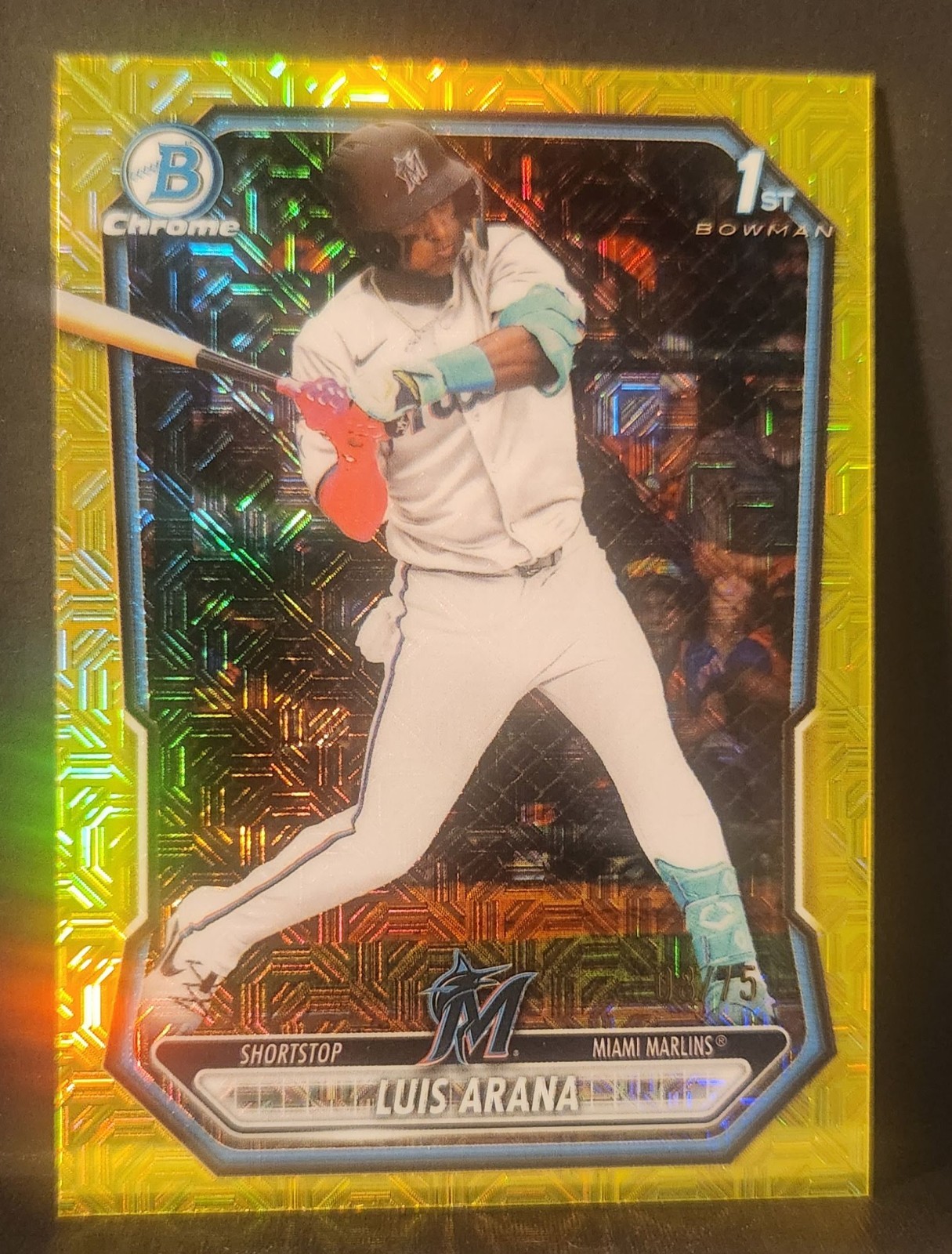 2026 Bowman Chrome LUIS ARANA Yellow Mojo /75 Marlins 1st Bowman