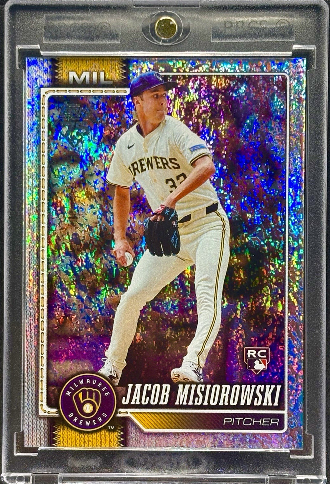 Jacob Misiorowski RARE ROOKIE RC SHIMMER REFRACTOR CARD BREWERS MINT